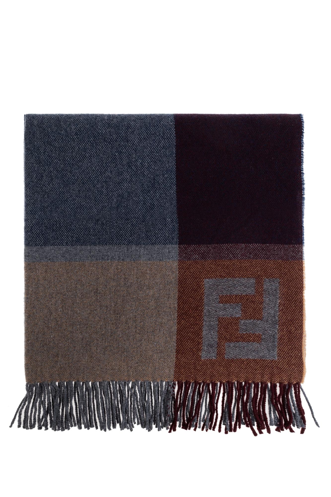 Shop Fendi Wool Scarf In Blu Bordeaux