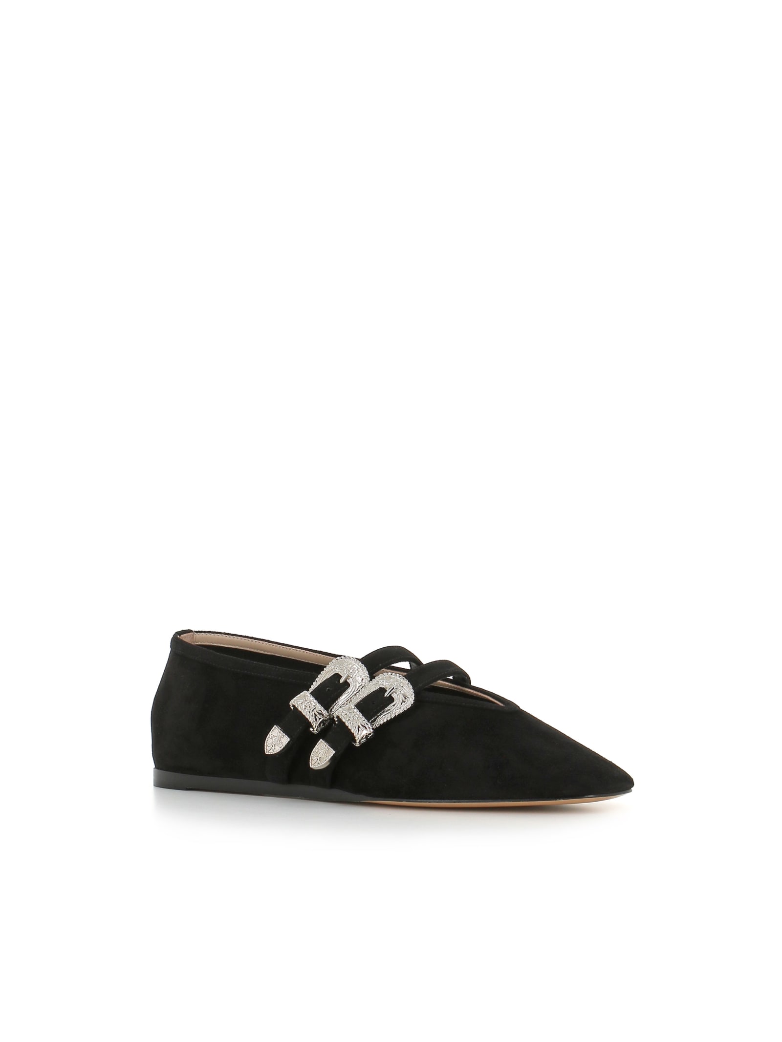 Le Monde Beryl Womens Black Claudia Double-strap Suede Ballet Courts In Black