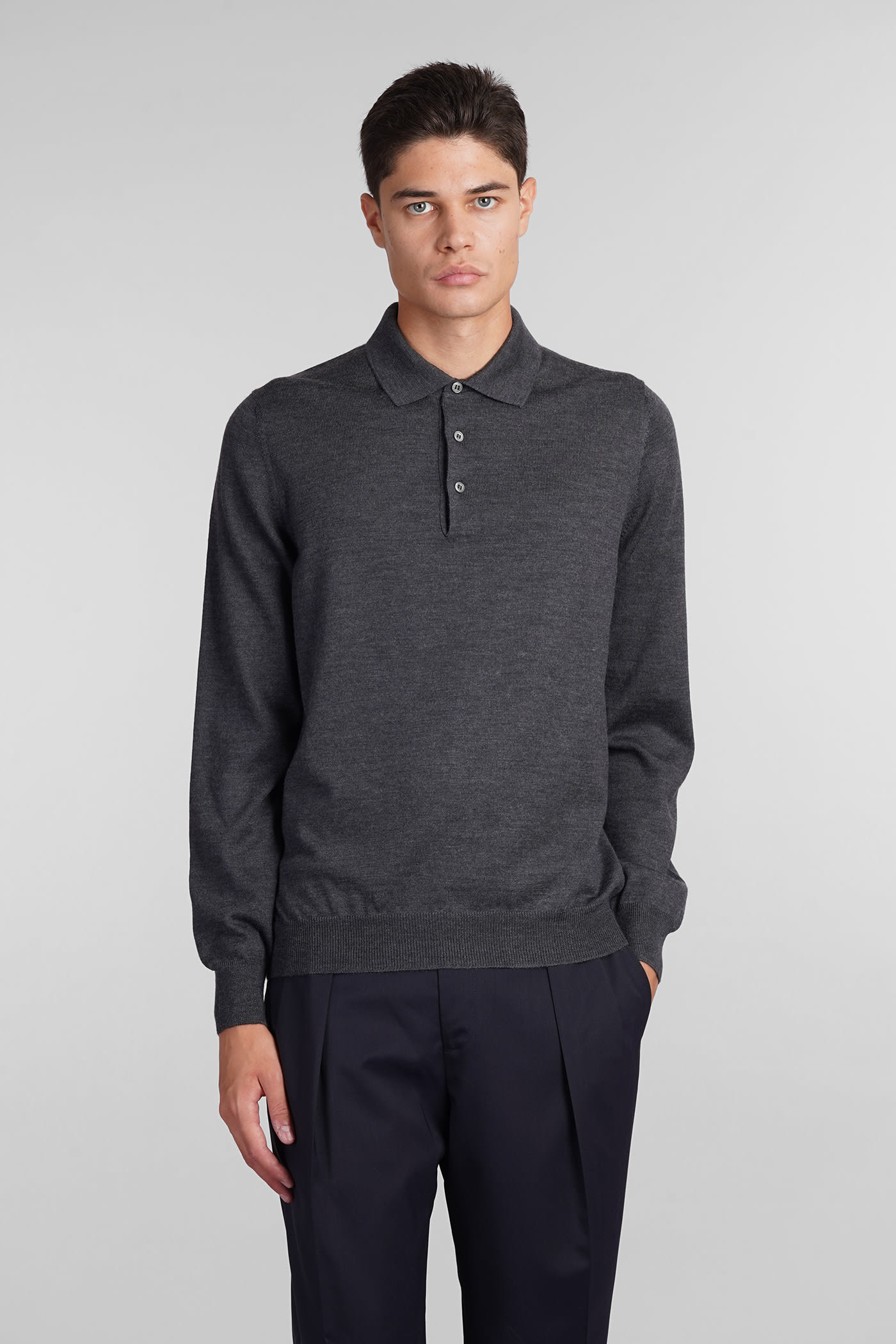 Tagliatore 0205 Palmer Polo In Grey Wool