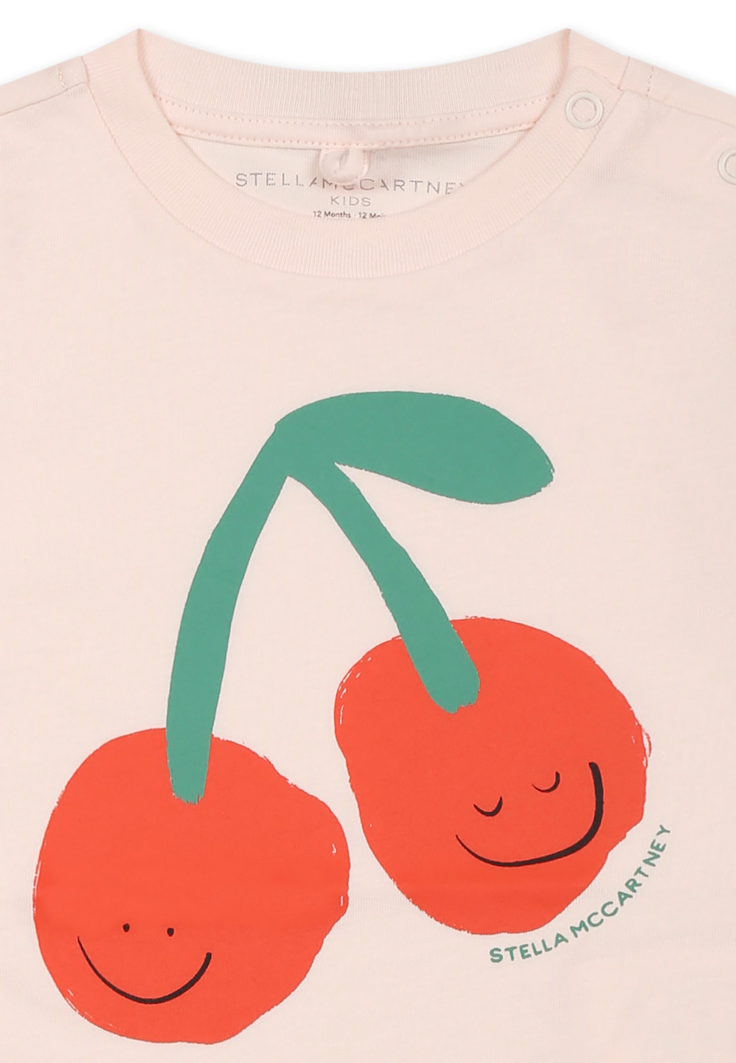 Stella Mccartney Pink T-shirt For Baby Girl With Cherry In Pink