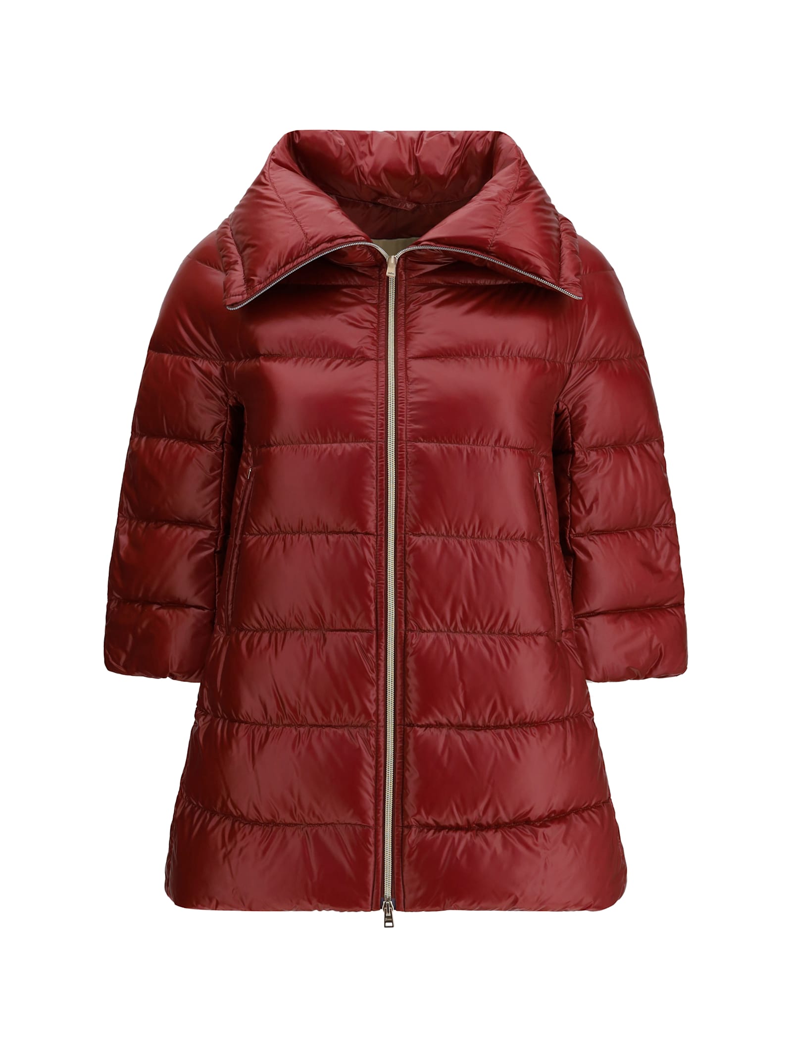 Herno Midi Down Jacket In Burgundy