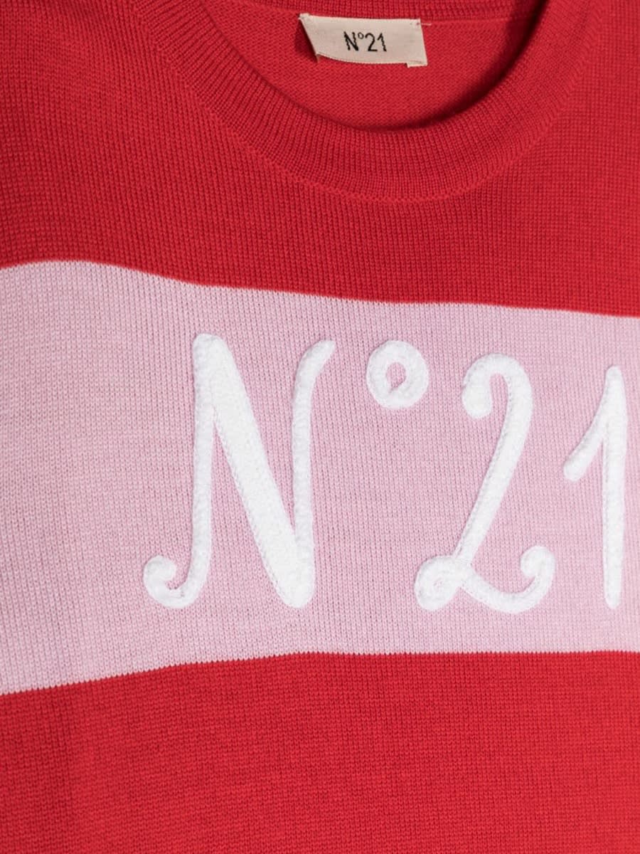 Shop N°21 Logo Crew Neck Pullover In Red
