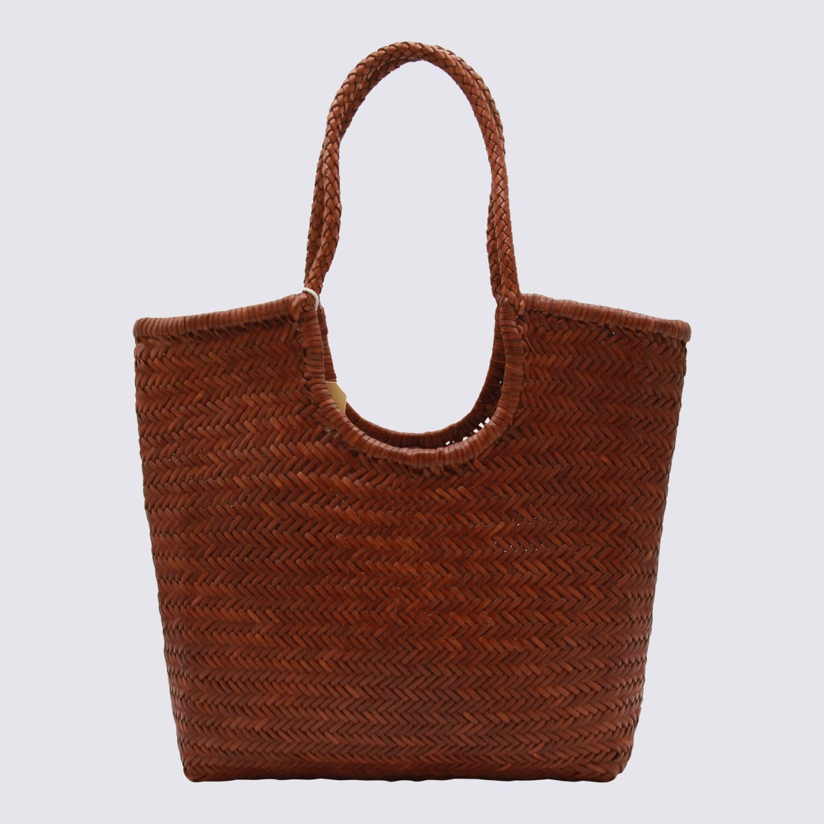 Dragon Diffusion Dark Orange Leather Diagonal Totes In Brown