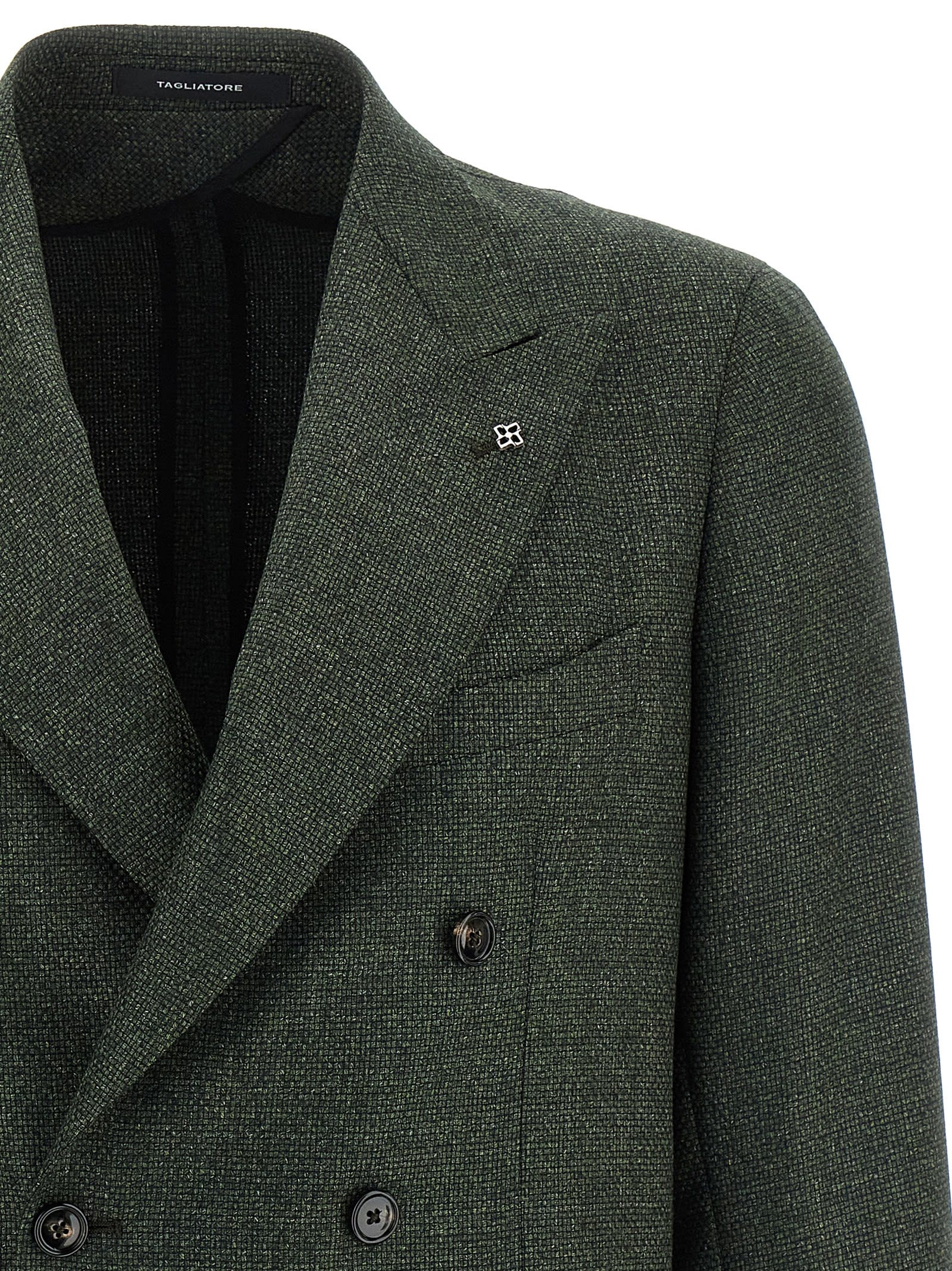 Tagliatore Double Breased Bottoned Blazer Montecarlo In Green