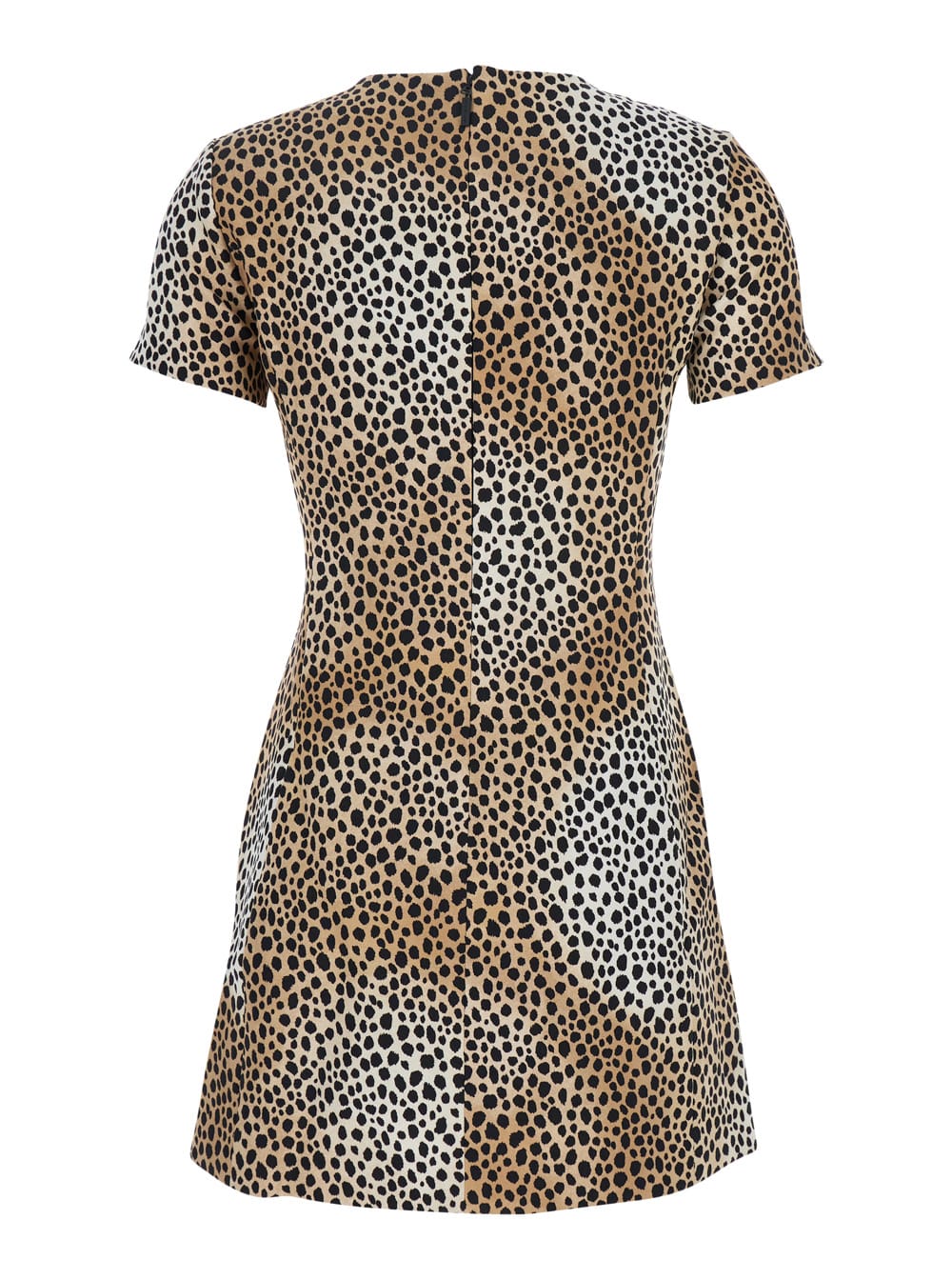 Michael Michael Kors Brown Mini Dress With All-over Leopard Print In Tech Fabric Blend Woman In Brown