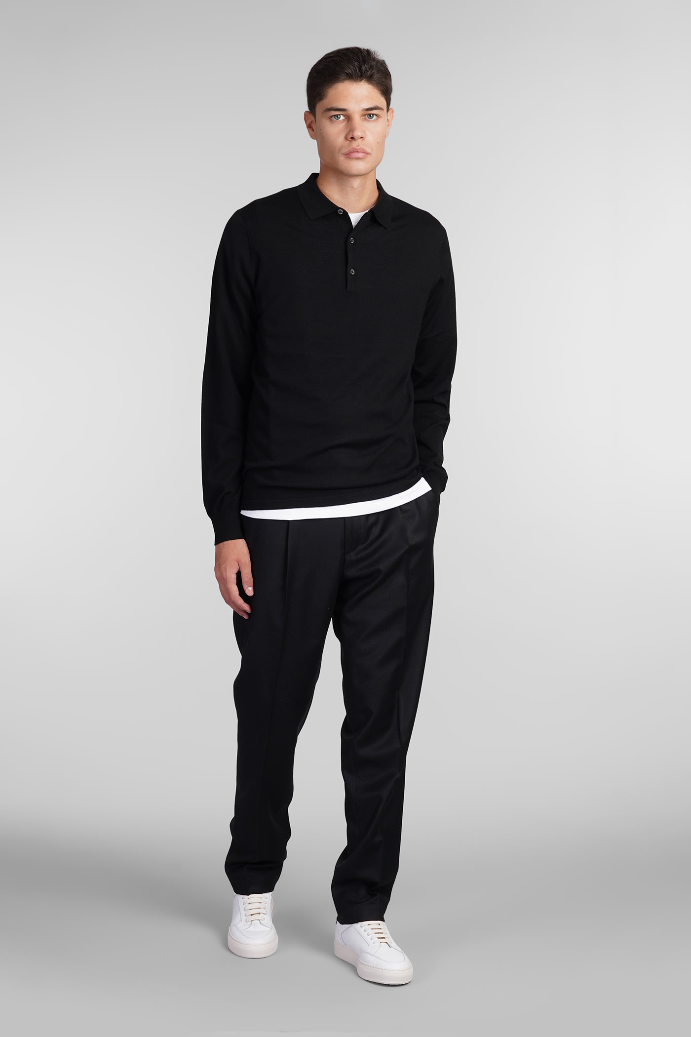 Shop Aspesi M197 Polo In Black Wool