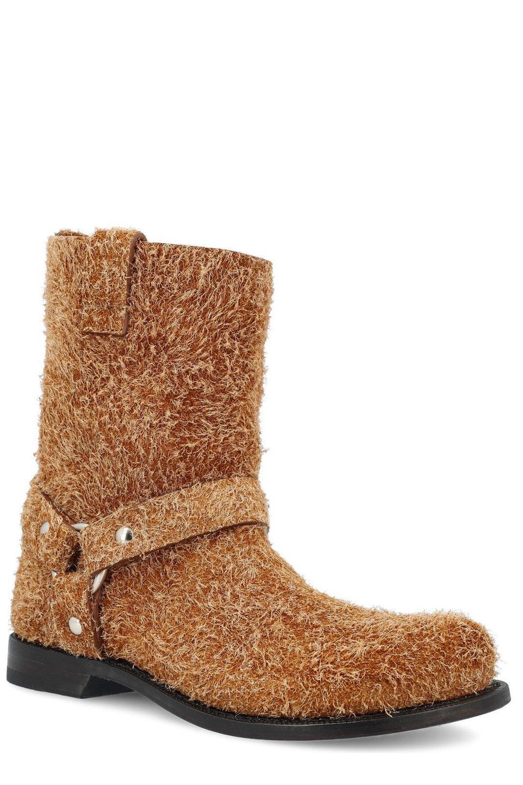 Loewe Campo Leather Biker Boots In Brown