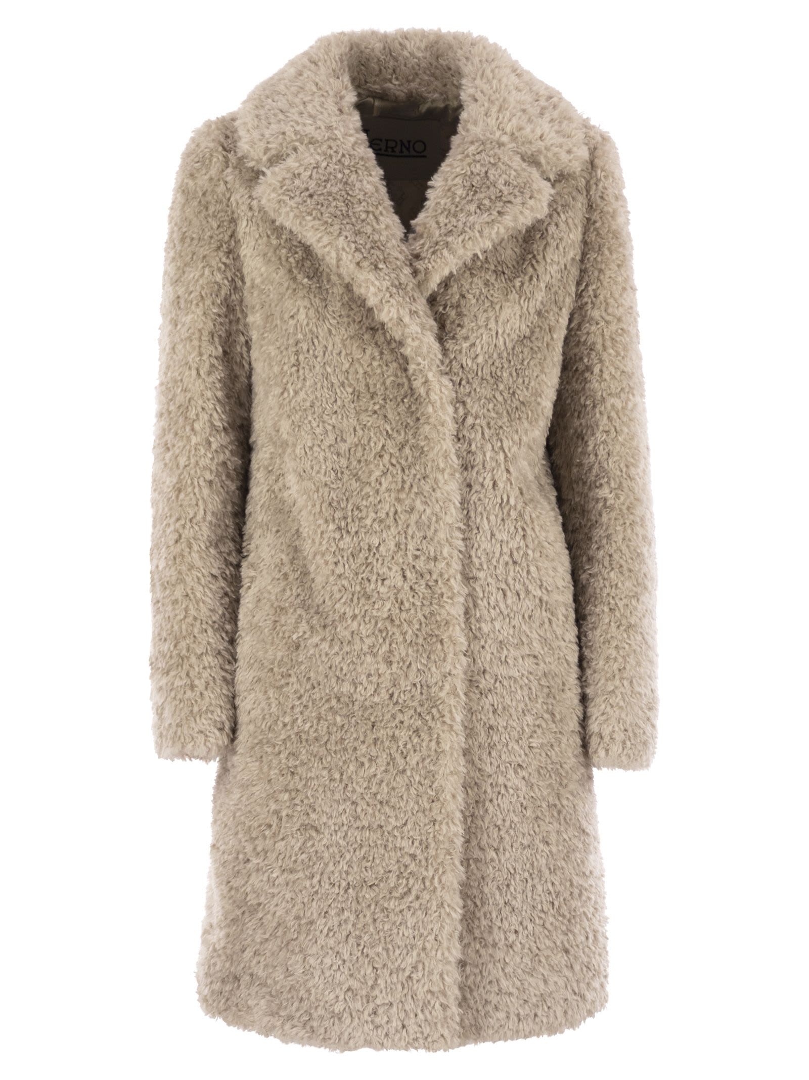 Herno Faux Fur Coat In Neutral