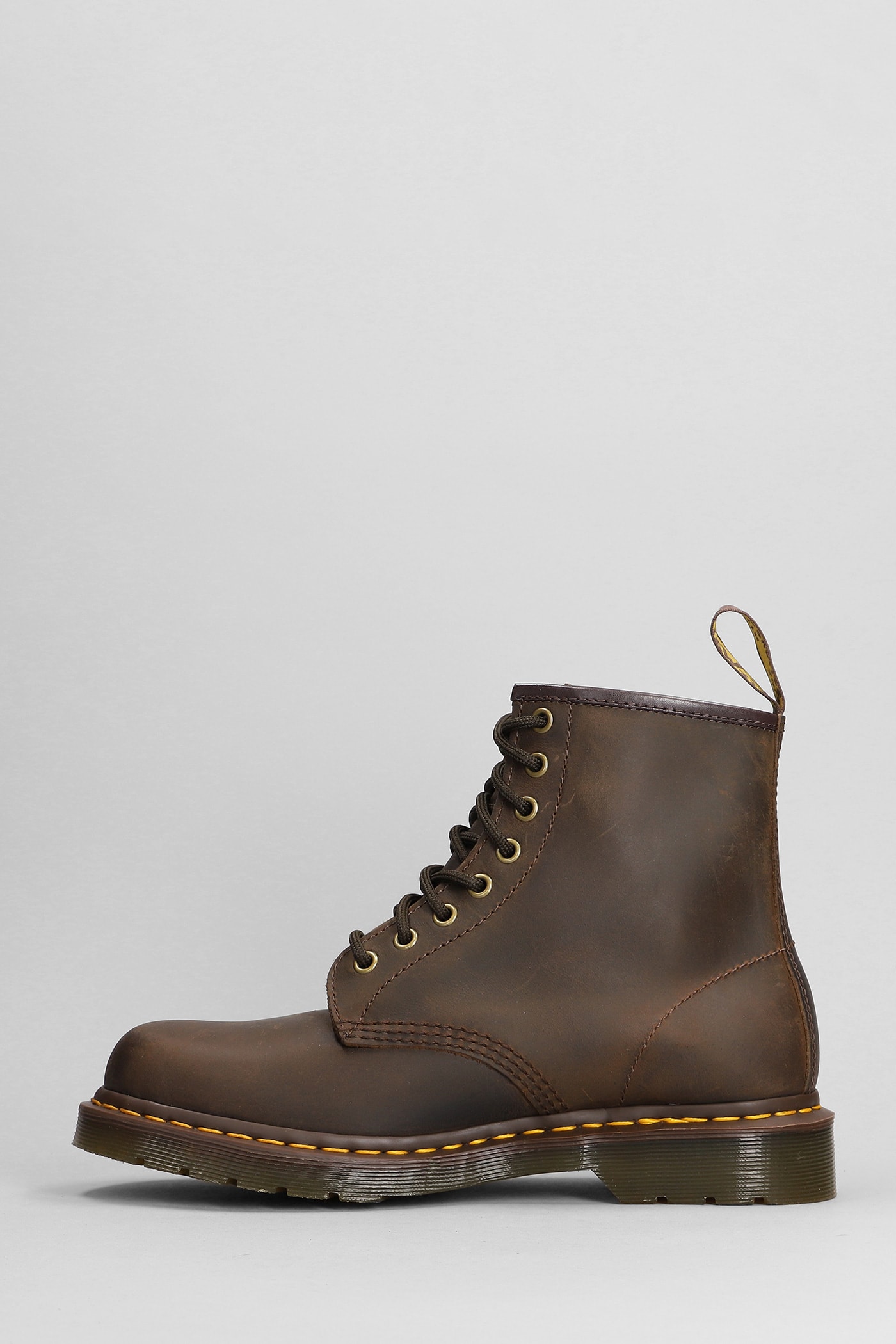 DR. MARTENS' 1460 COMBAT BOOTS IN BROWN LEATHER 