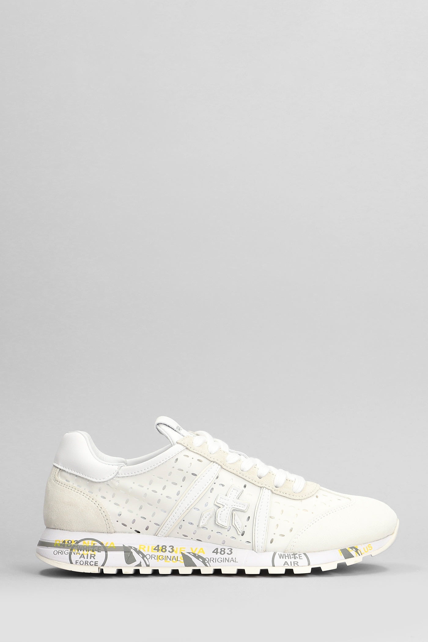 Shop Premiata Lucy Sneakers In Beige Suede And Fabric