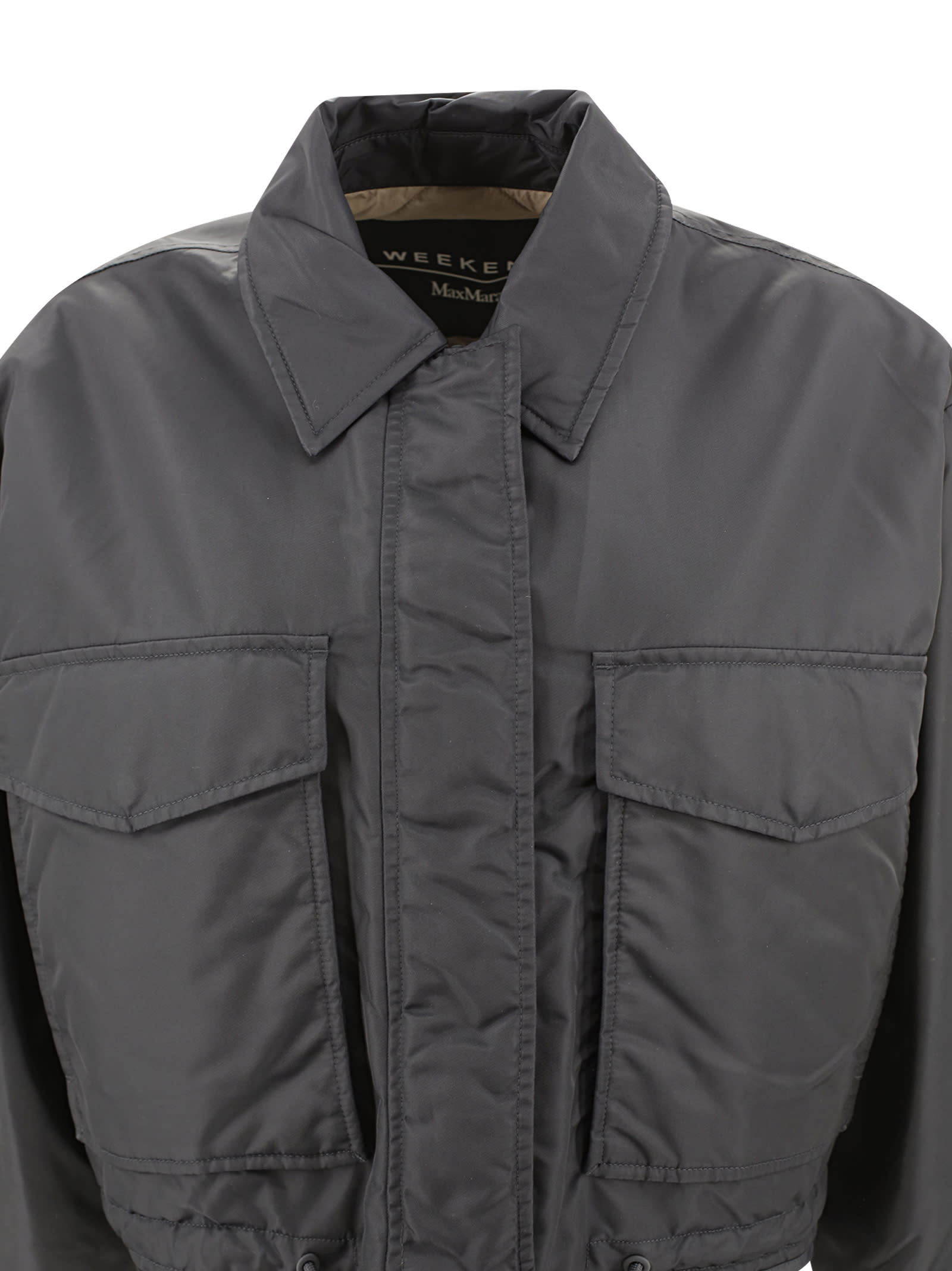 Shop Weekend Max Mara Reversible Drip-proof Twill Bomber Jacket In Black