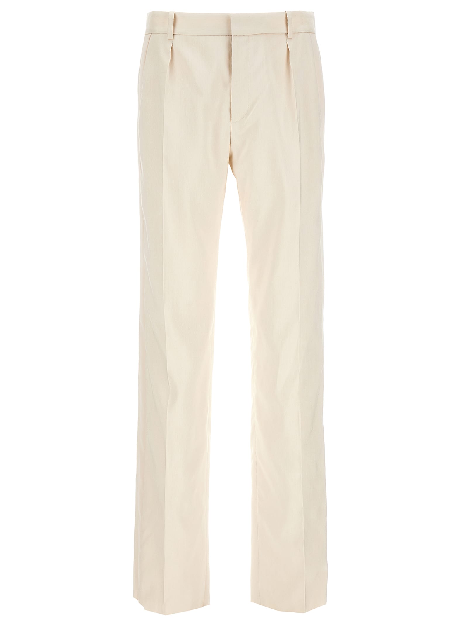 Shop Saint Laurent Silk Tuxedo-style Pants In White