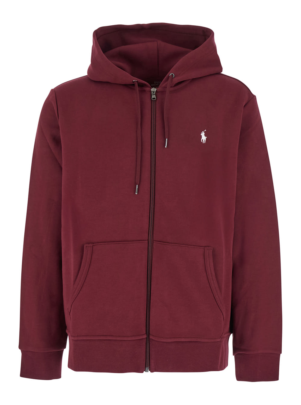 Bordeaux Sweatshirt With Drawstring Hood And Pony Embroidery On The Front In Cotton Blend Man