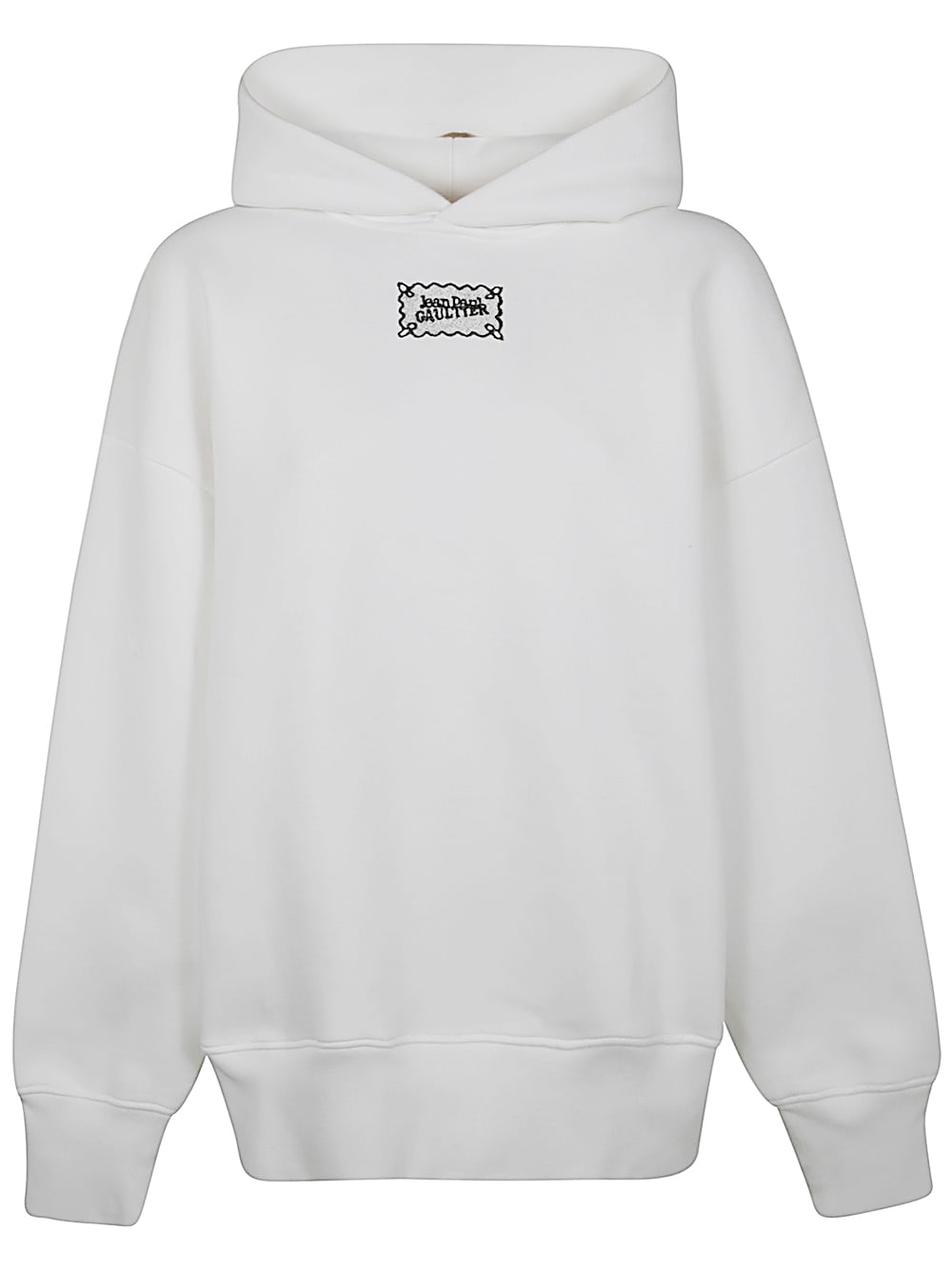 Shop Jean Paul Gaultier Cotton Oversized Hoodie With Lace Label Transfer In White Black