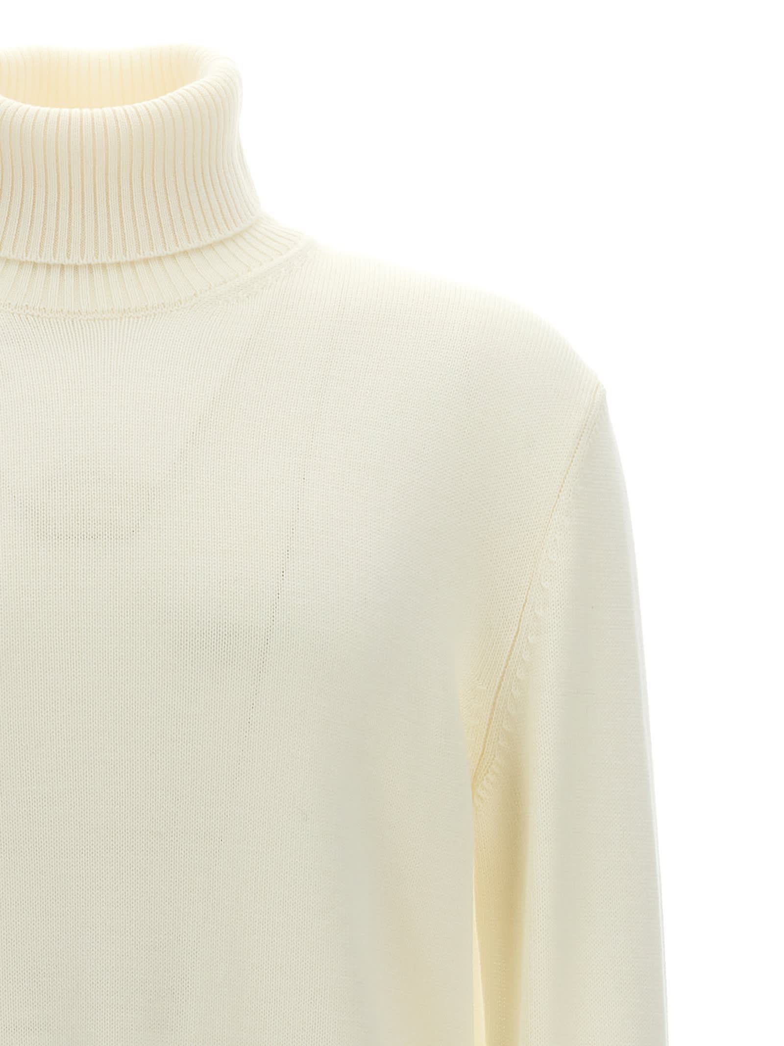 Ballantyne Wool Turtleneck Sweater Sweaters And Cardigans White In Metallic