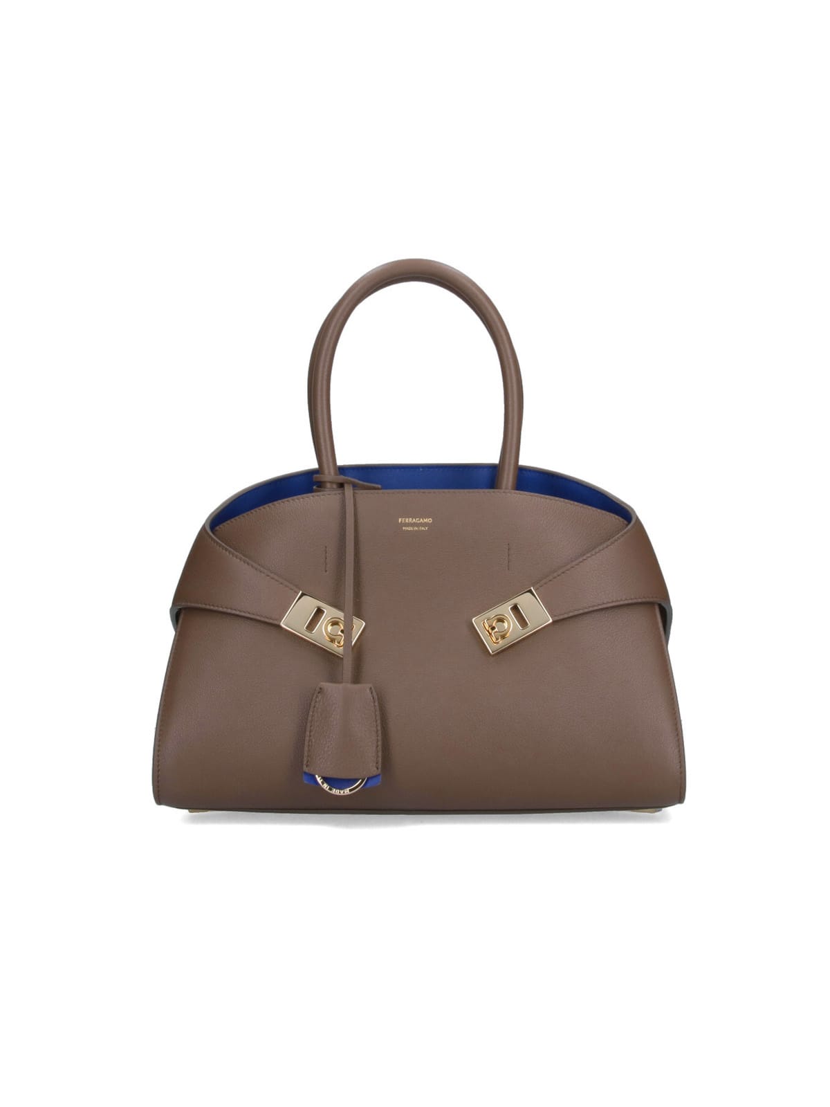 Ferragamo Women Brown Calf-length Toggle Fastening Gancini Buckle Two Rolled Top Handles Logo S In Pink