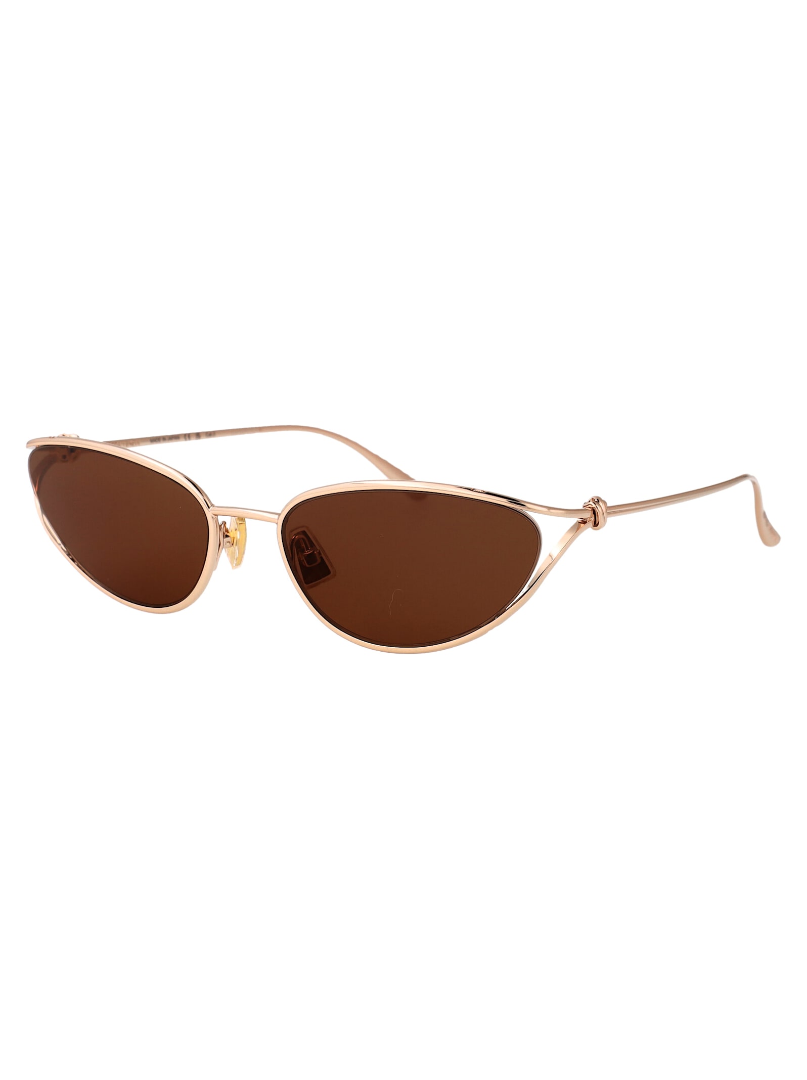 Bottega Veneta Bv1330s Linea Knot 003 Gold Brown Sunglasses