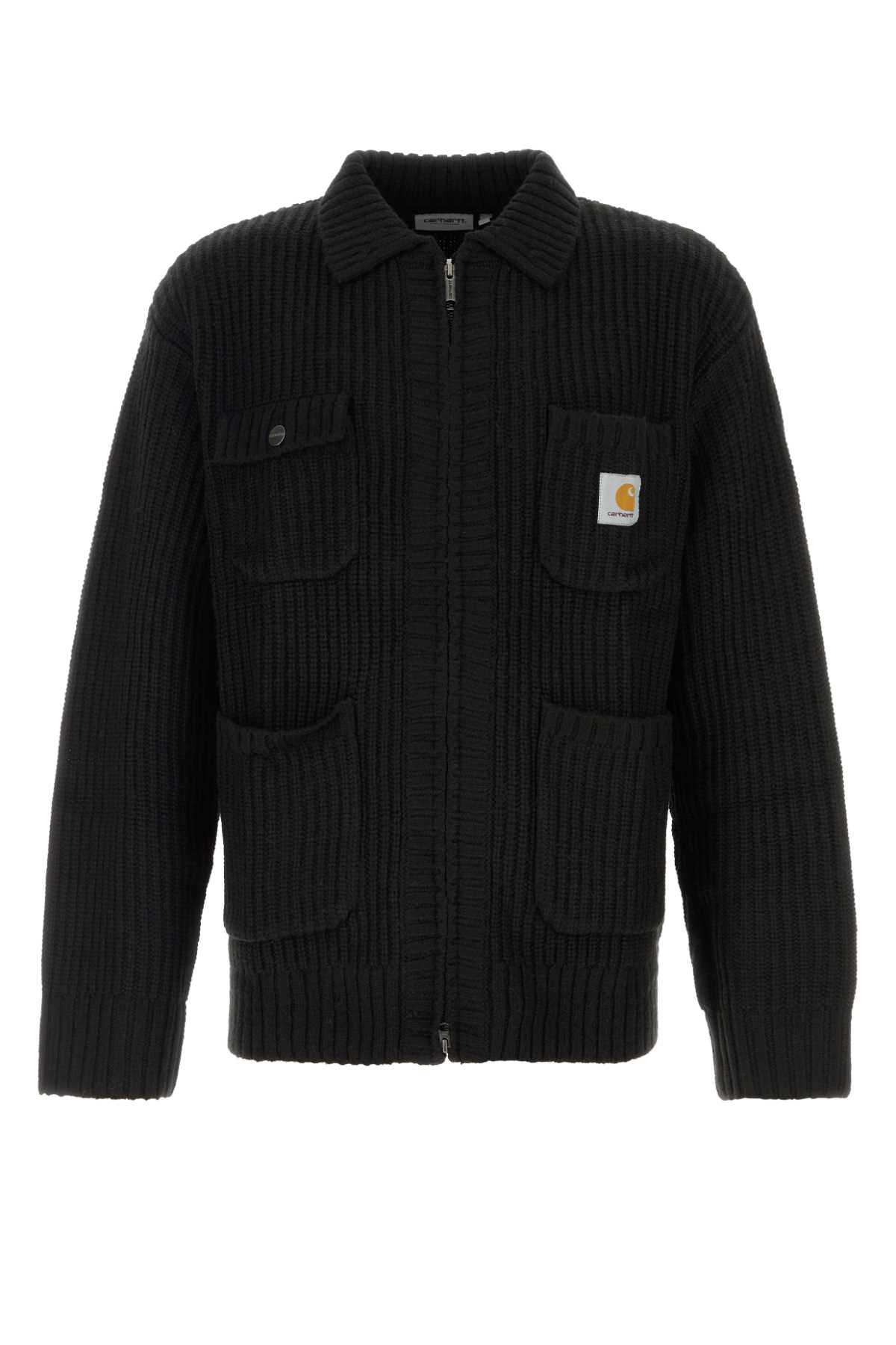 Carhartt Knit Jacket With Chest And Front Pockets In Black