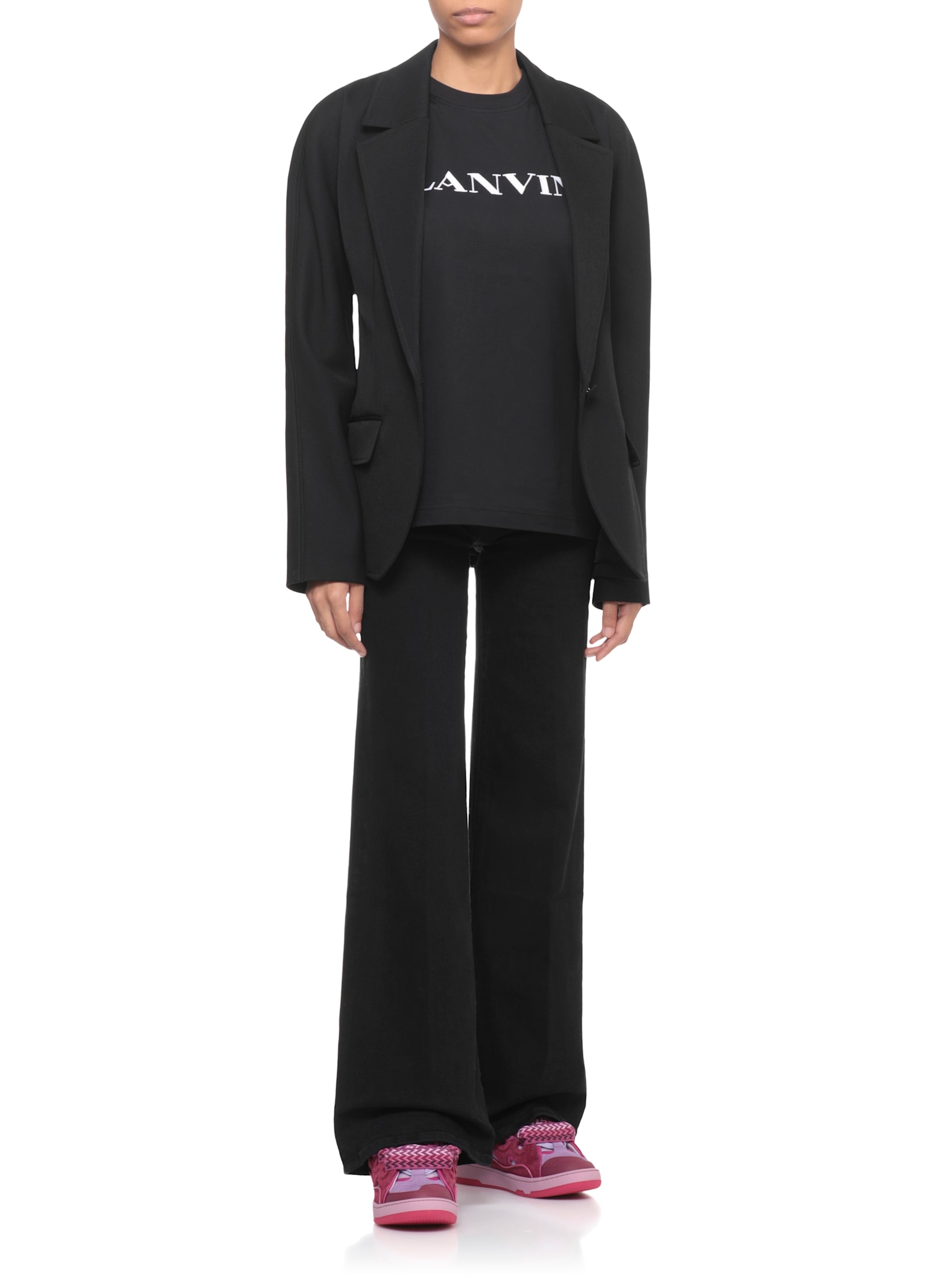 Lanvin Leather Blend Sneakers Featuring Contrast Stitching In Pink