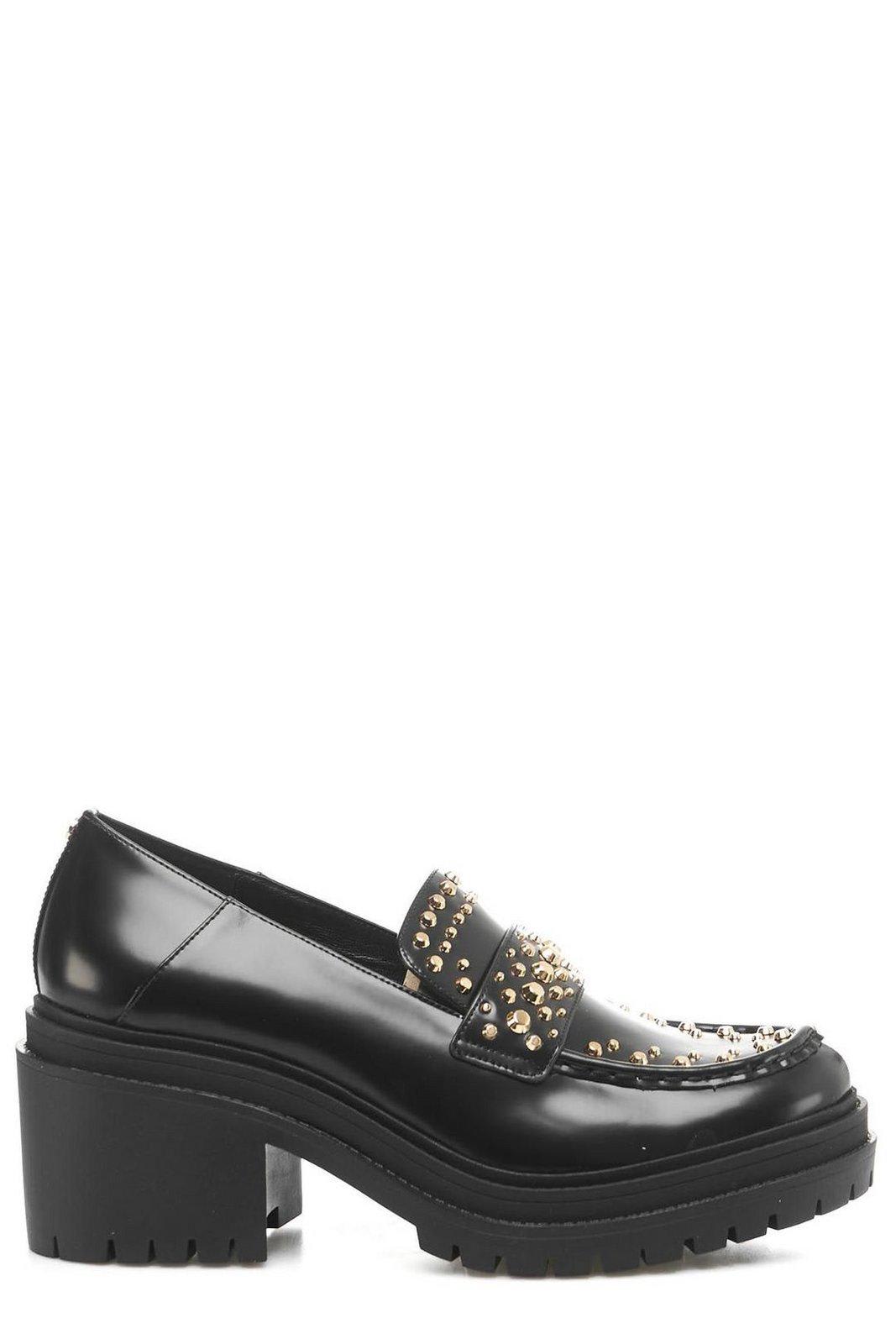 Stud-embellished Round-toe Loafers