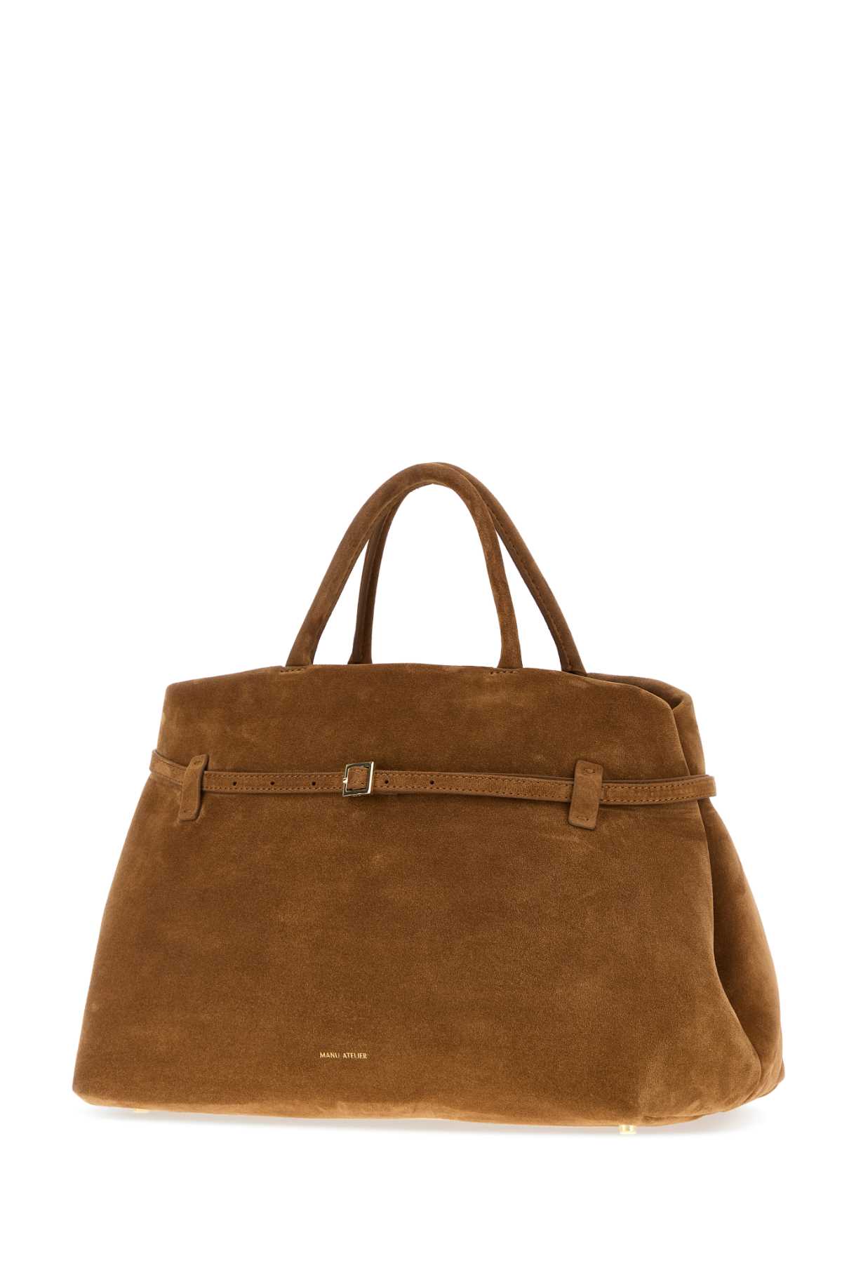 Manu Atelier Caramel Suede Le Cambon 40 Handbag In Brown