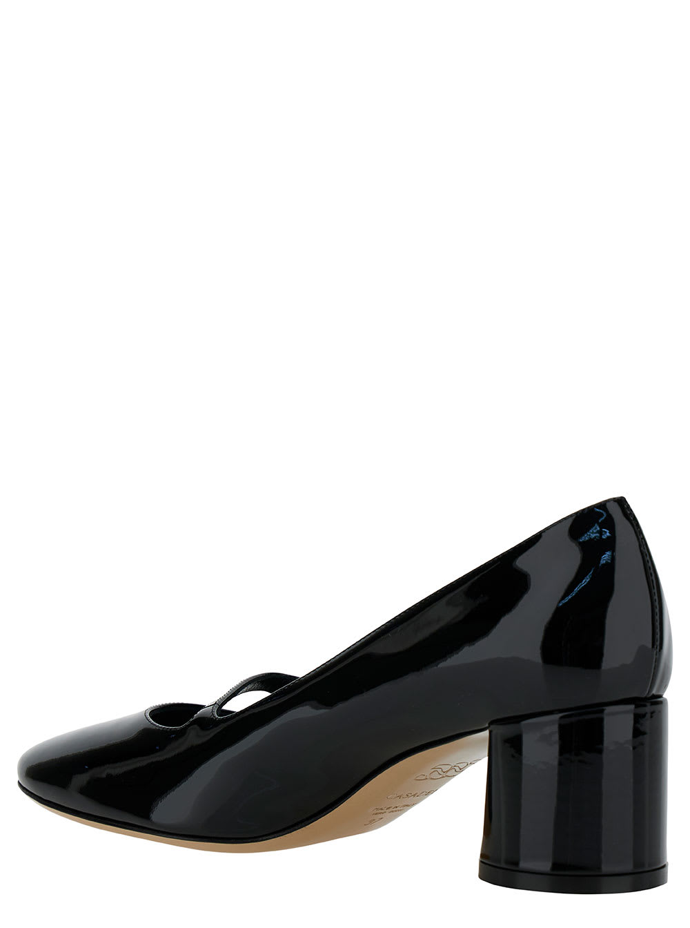 Shop Casadei Emily Black Pointed Pumps With Pearl Detail In Patent Leather Woman