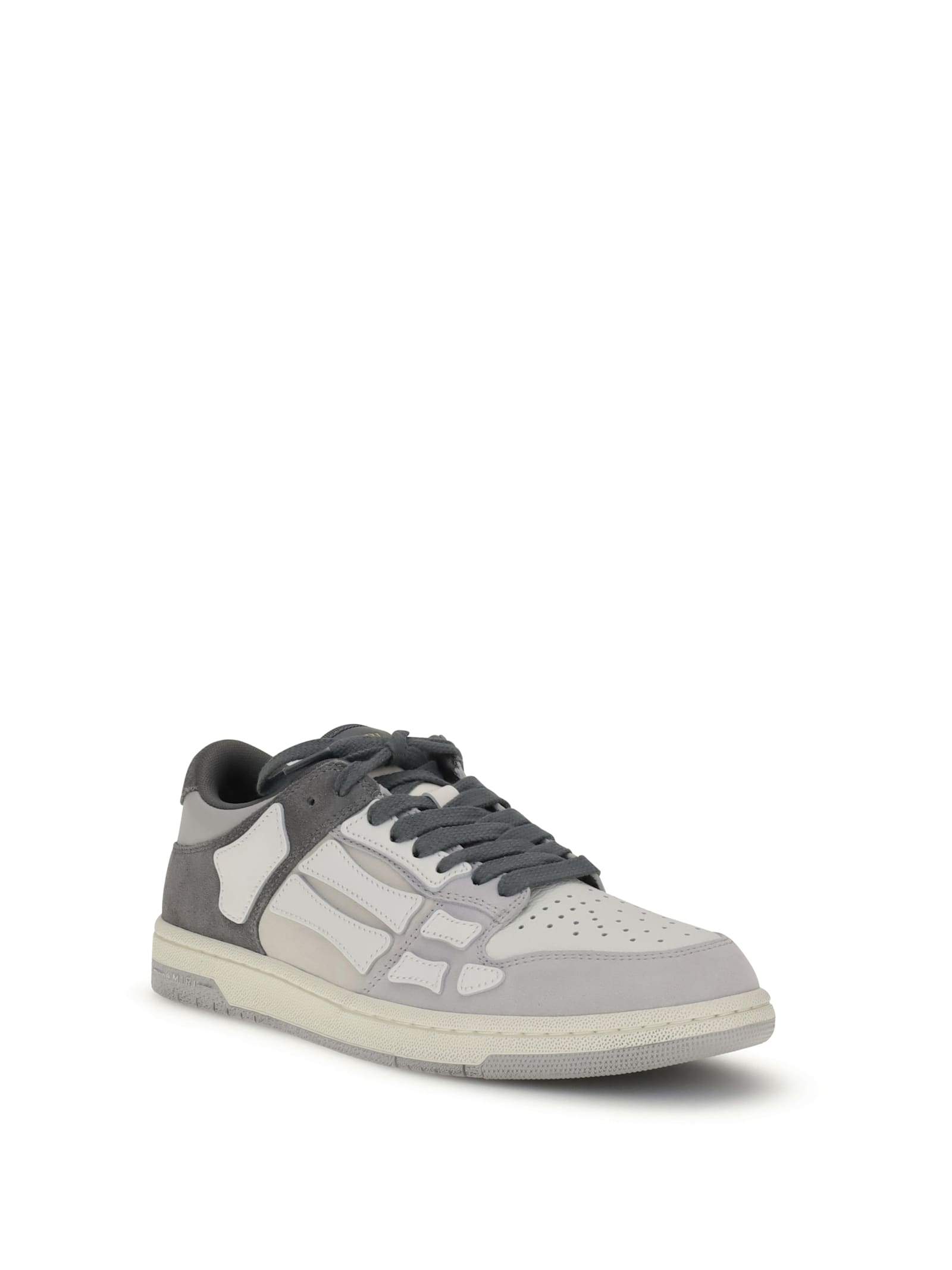 Amiri Distressed Low Top Sneakers With Skeleton Detail In Gray