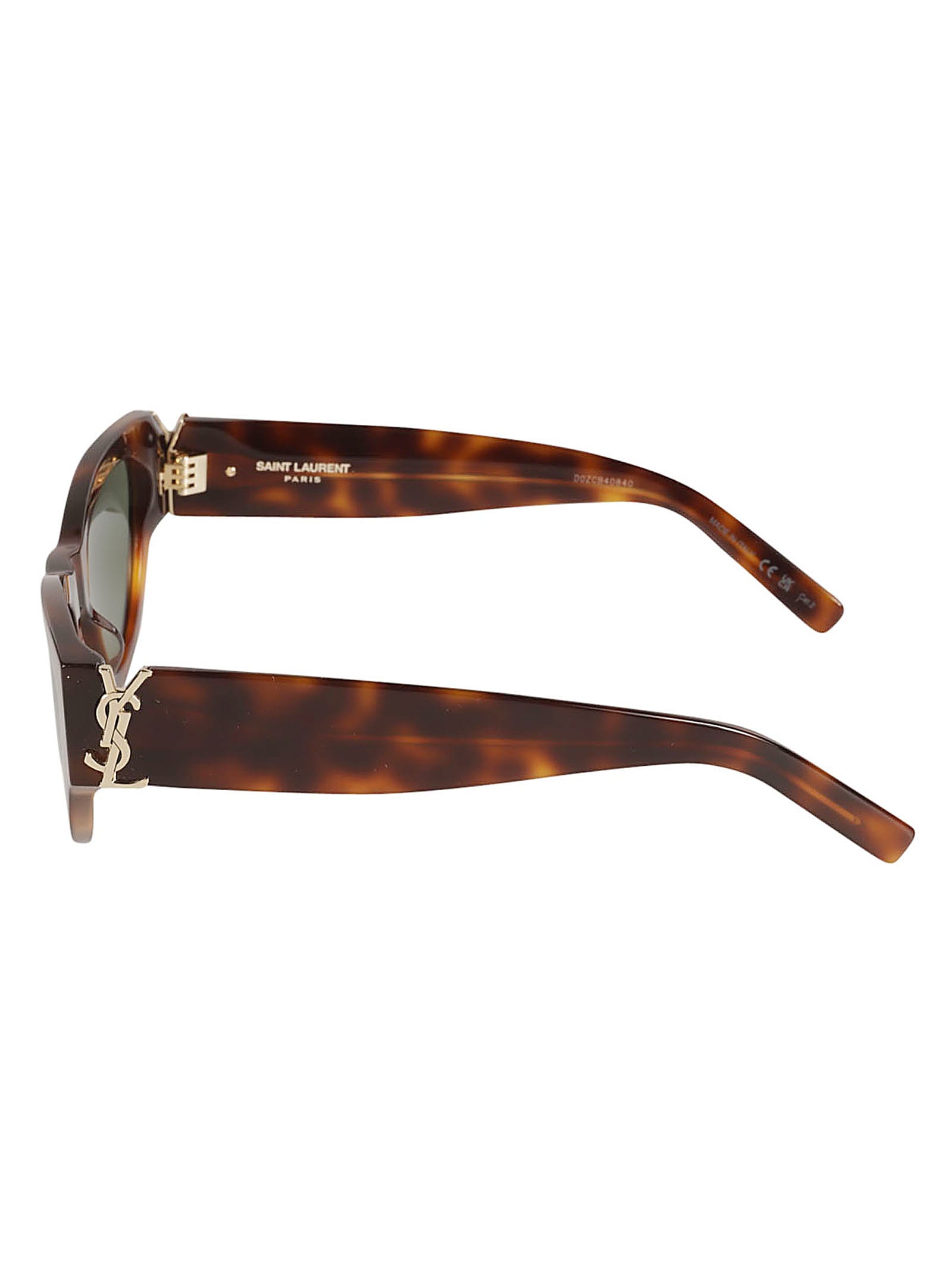 Shop Saint Laurent Ysl Hinge Flame Effect Oval Frame Sunglasses In Havana/green