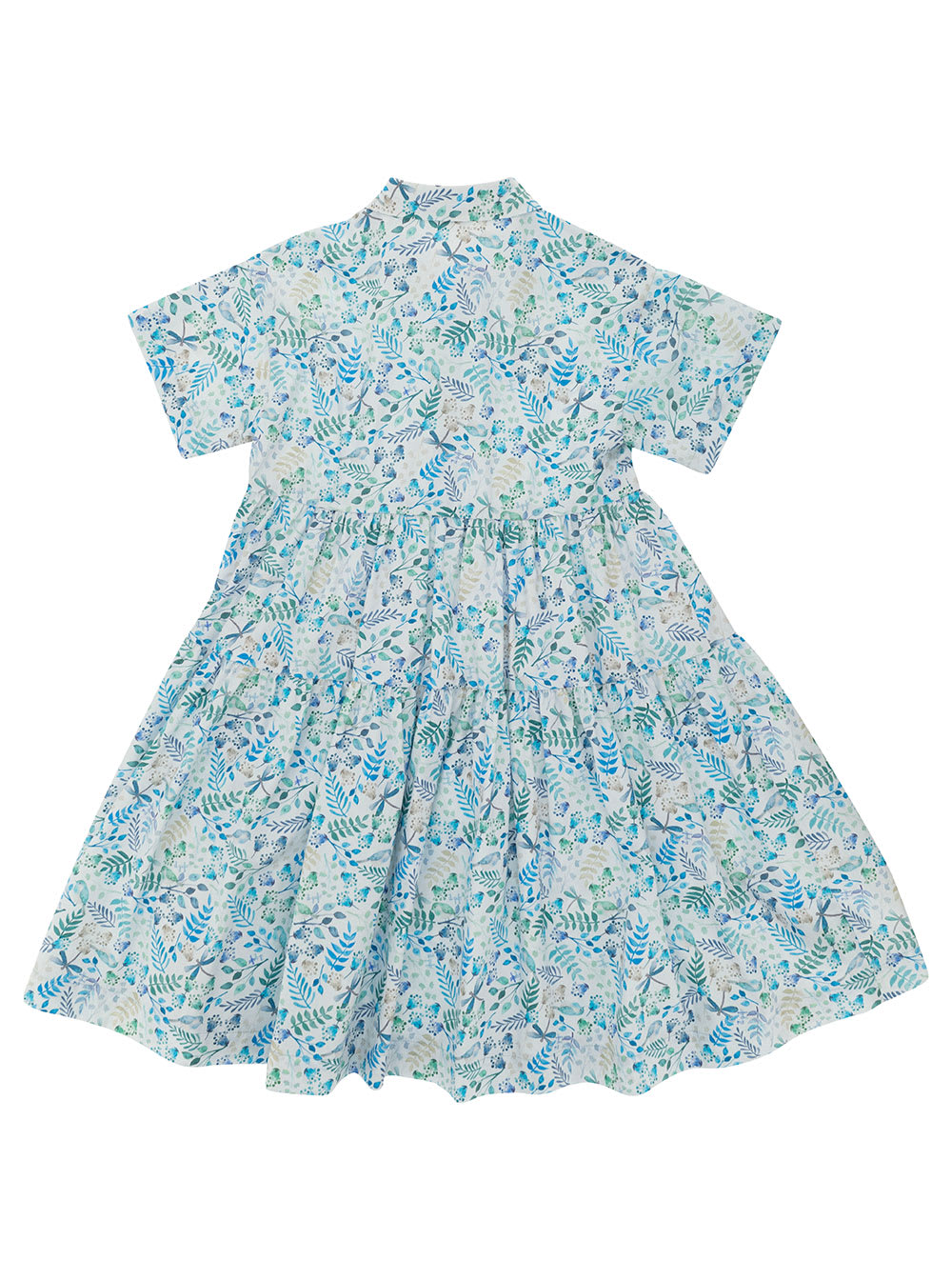 Shop Il Gufo Multicolor Dress With Pleated Skirt And Print In Cotton Girl In Blu