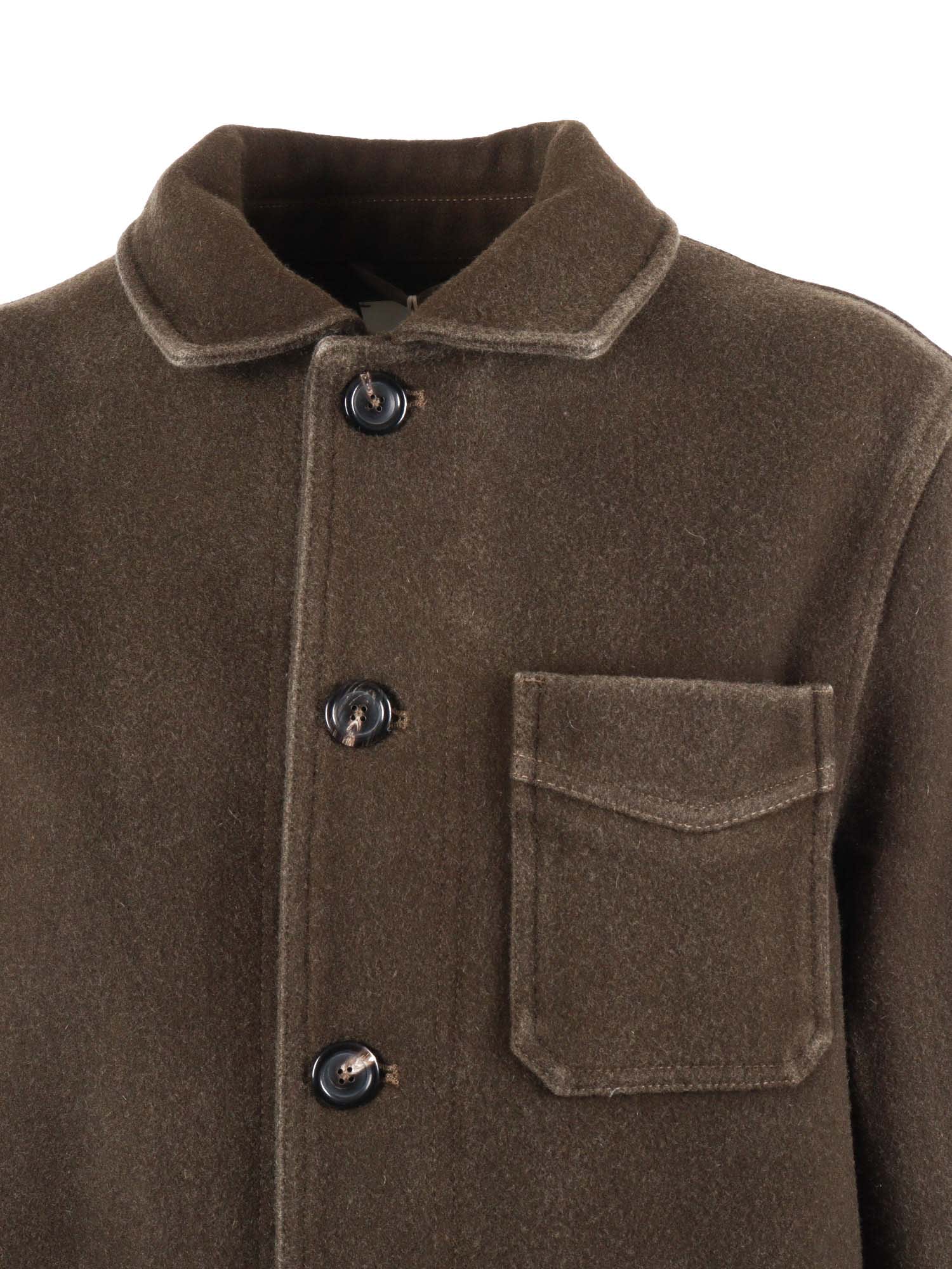 Circolo 1901 Structured Virgin Wool Work Jacket With Button-up Front In Brown