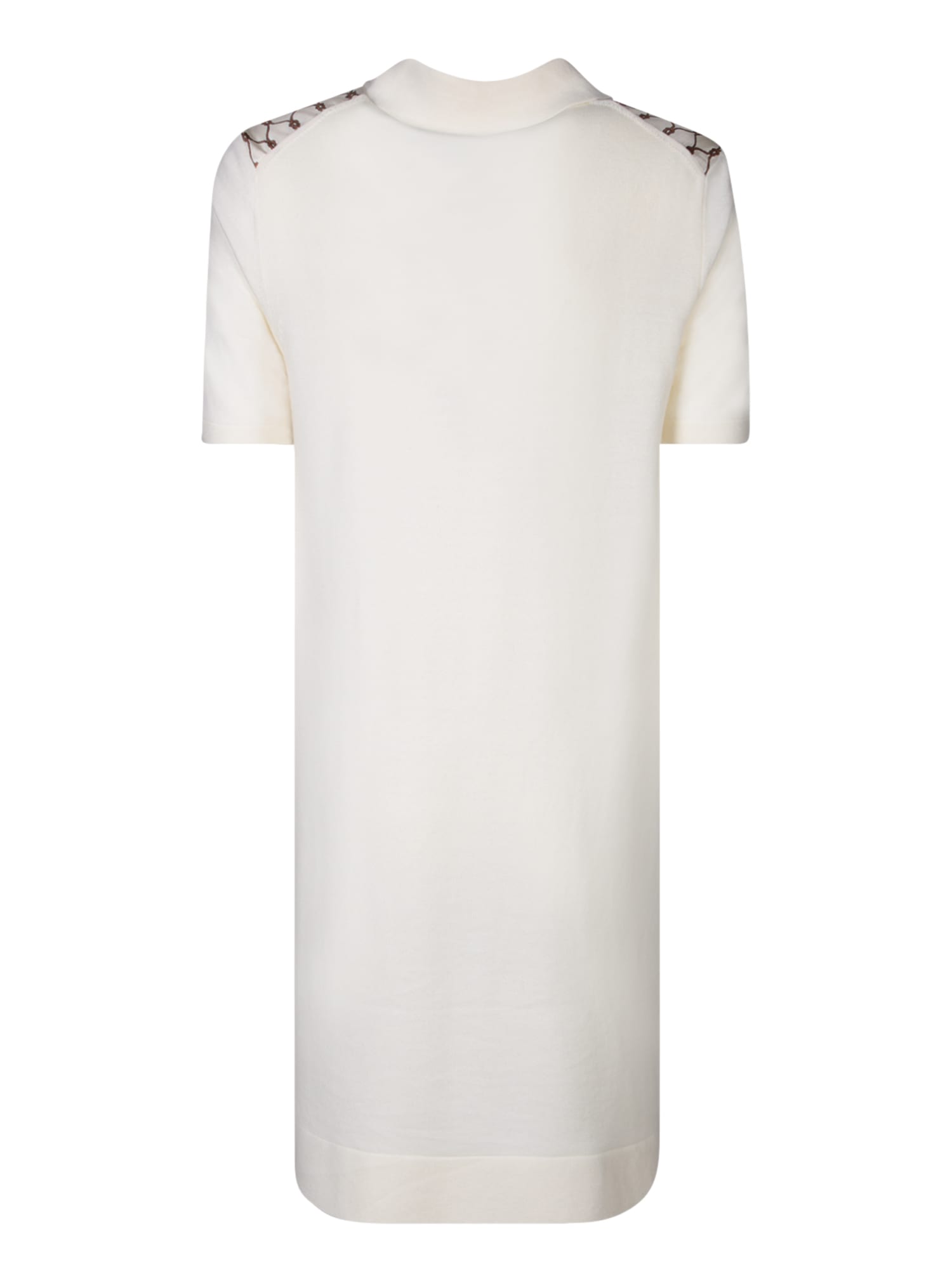 Shop Tory Burch Short Sleeves Ivory/brown Polo Shirt Dress In White
