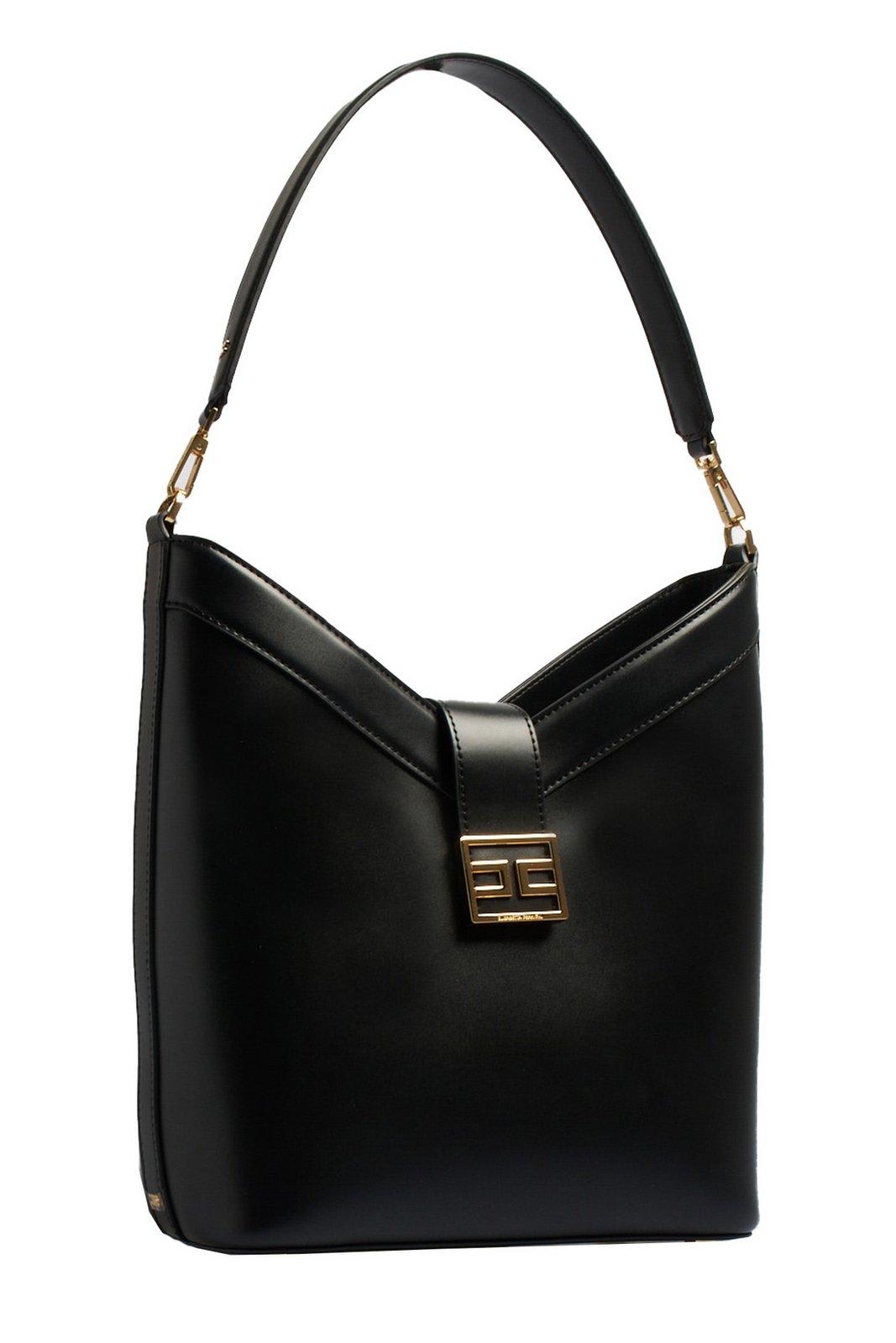 Shop Elisabetta Franchi Logo-plaque Shoulder Bag In Nero