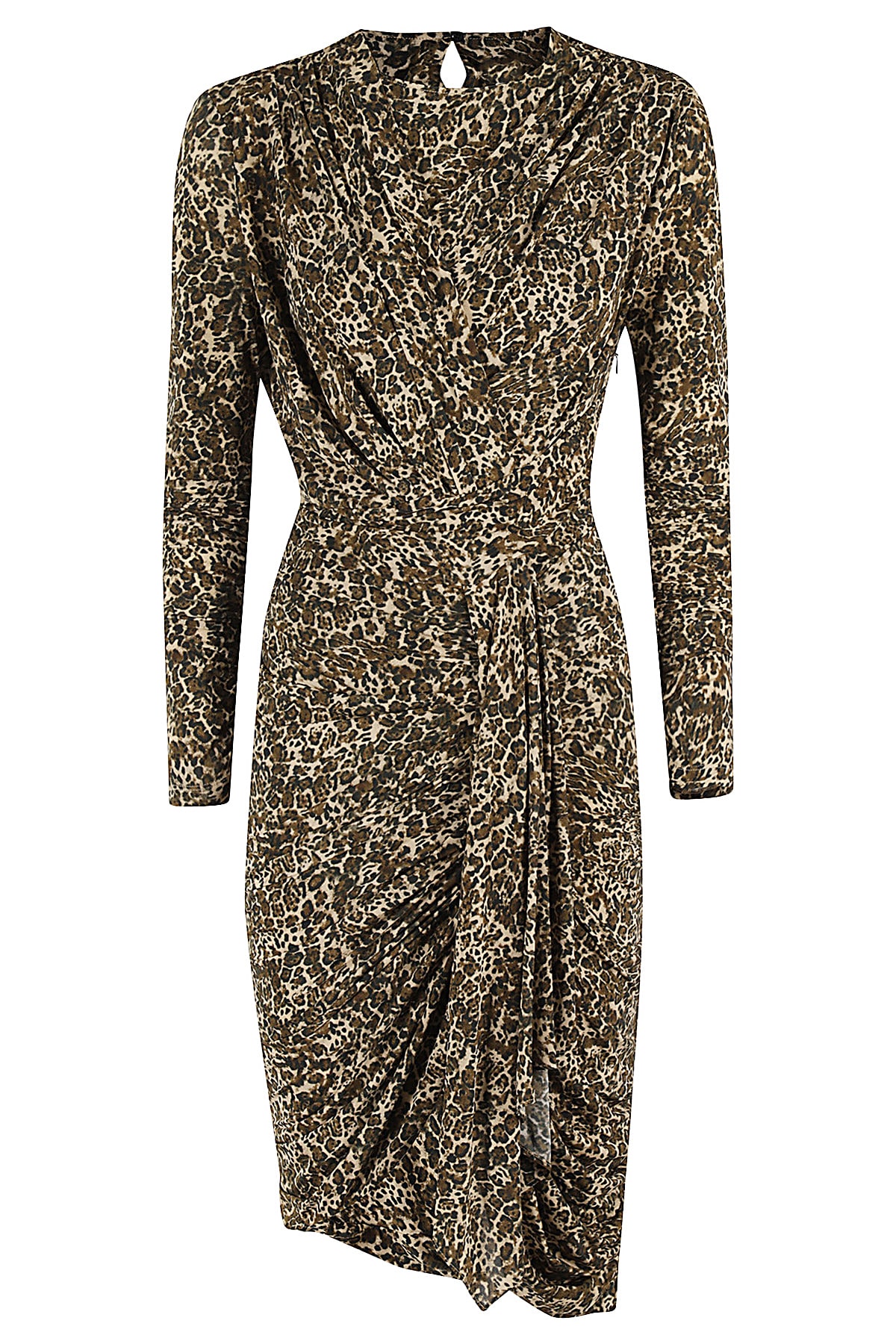Isabel Marant Regular Fit Wrap Dress With Long Sleeves In Bw Brown