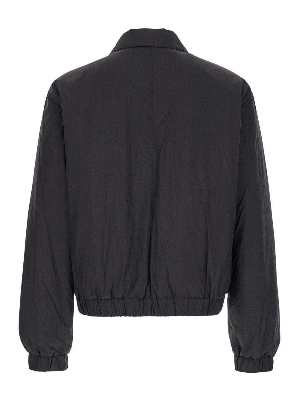 Shop Ami Alexandre Mattiussi Black Crop Jacket With Adc Embroidery In Tech Fabric Man