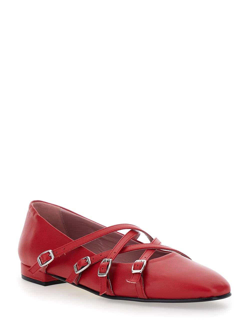 CAREL ELOISE RED BALLET SHOES WITH CRISS-CROSSED ADJUSTABLE STRAPS IN LEATHER WOMAN