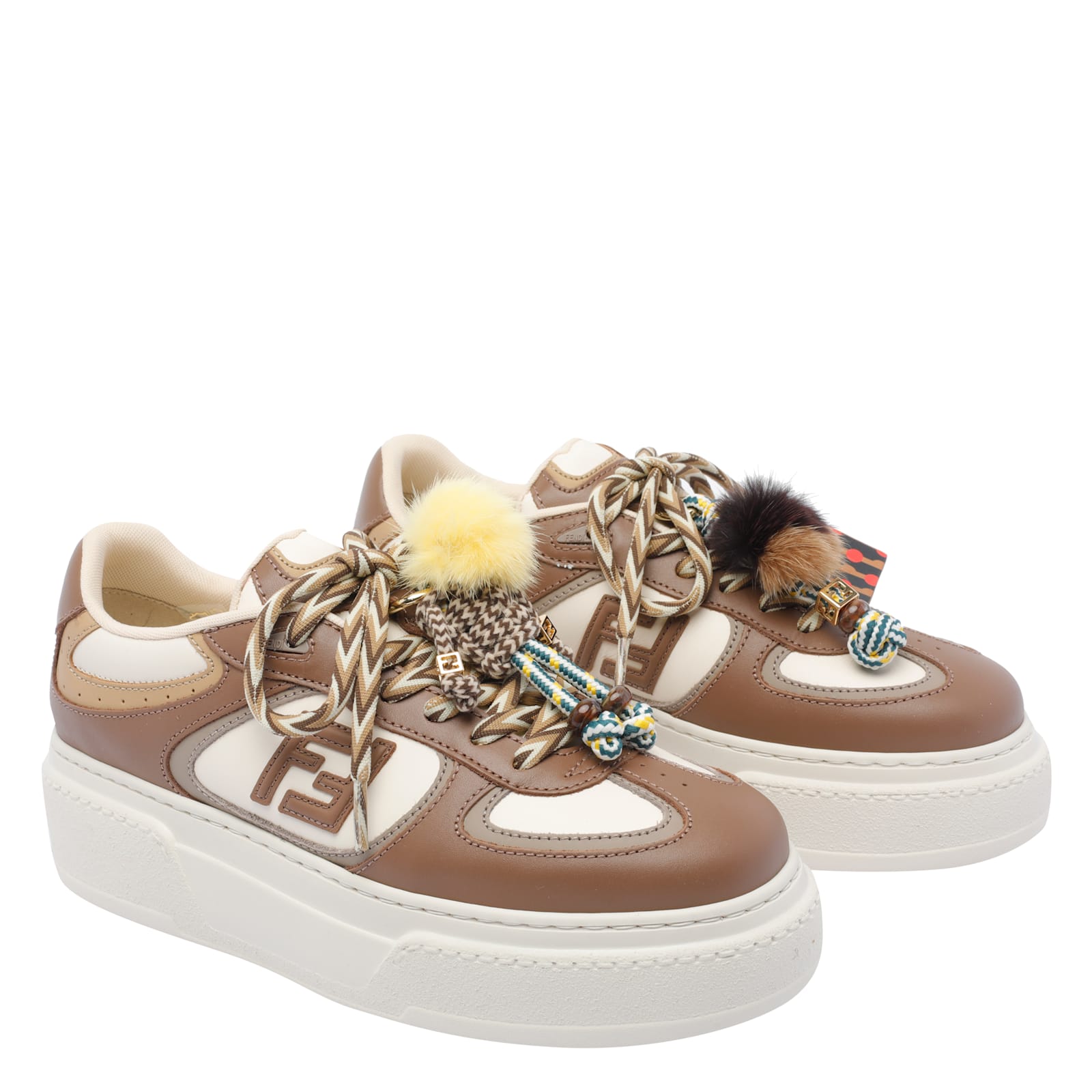 Fendi Match Leather Platform Sneaker In Animal Print