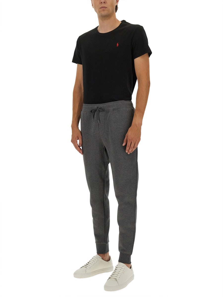 Polo Ralph Lauren Trousers Featuring Elastic Waistband And Ribbed Cuffs In Gray