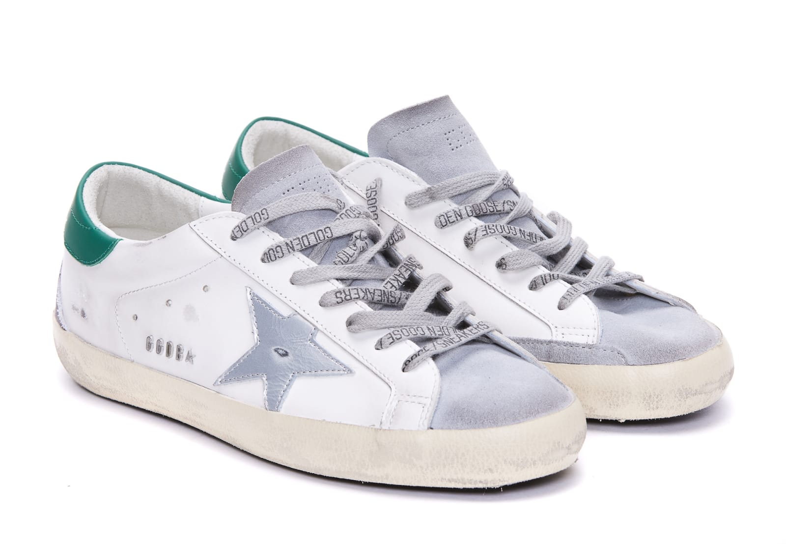 Shop Golden Goose Super-star Leather Upper Tejus Printed Leather Star Suede Heel And Spur In White