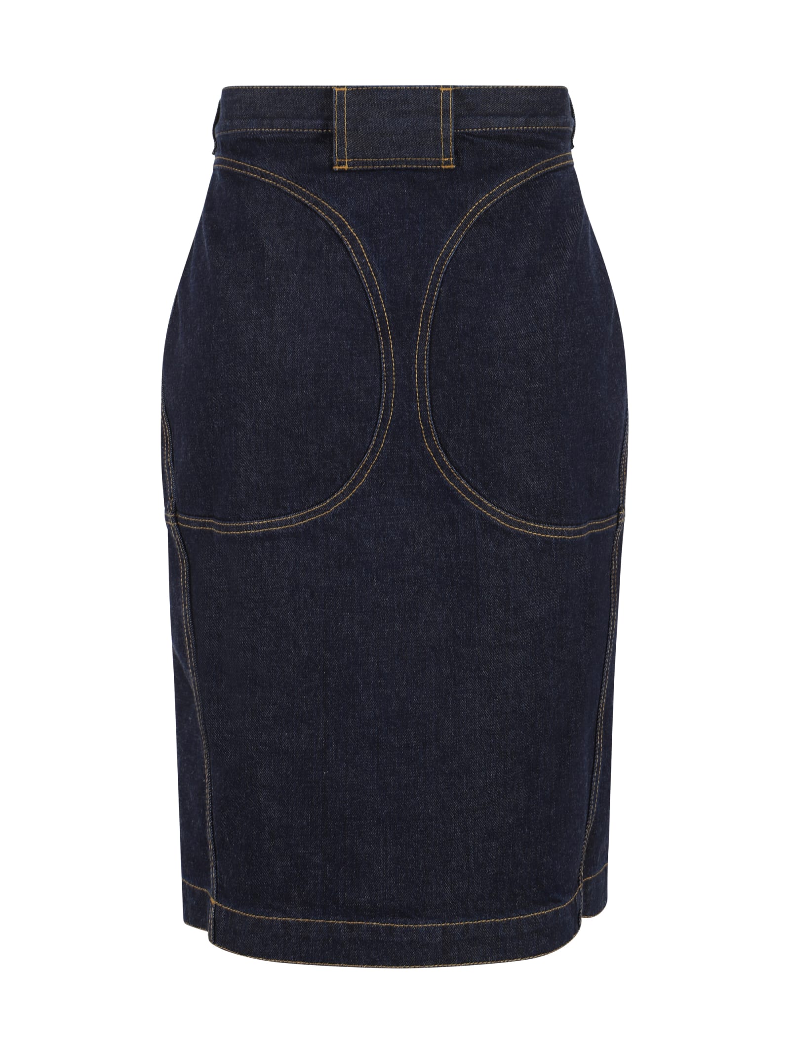 Shop Alaïa Pencil Skirt In Bleu Denim