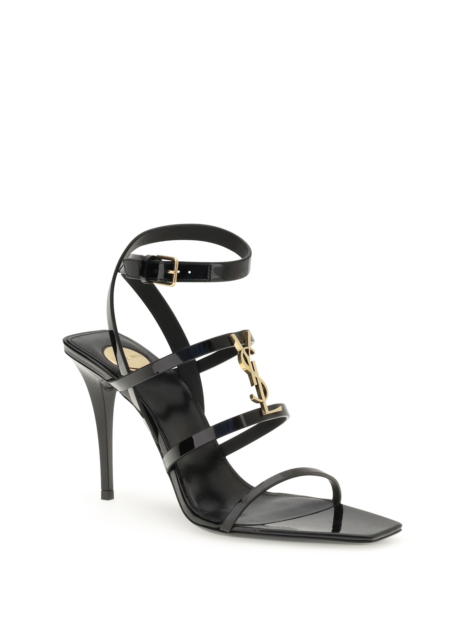 Saint Laurent Cassandra Sandals In Patent Leather Shoes In Black