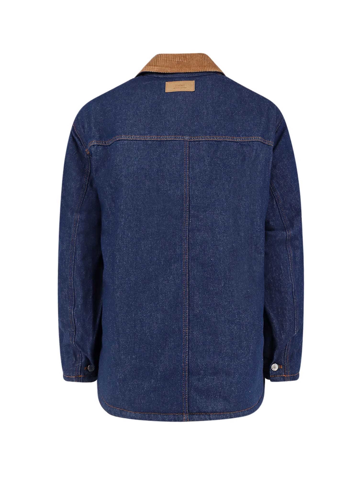 Ami Alexandre Mattiussi Dark Denim Jacket With Brown Corduroy Collar In Blue