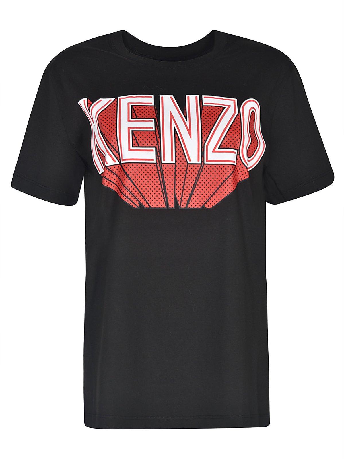 Shop Kenzo Logo Printed Crewneck T-shirt In Nero