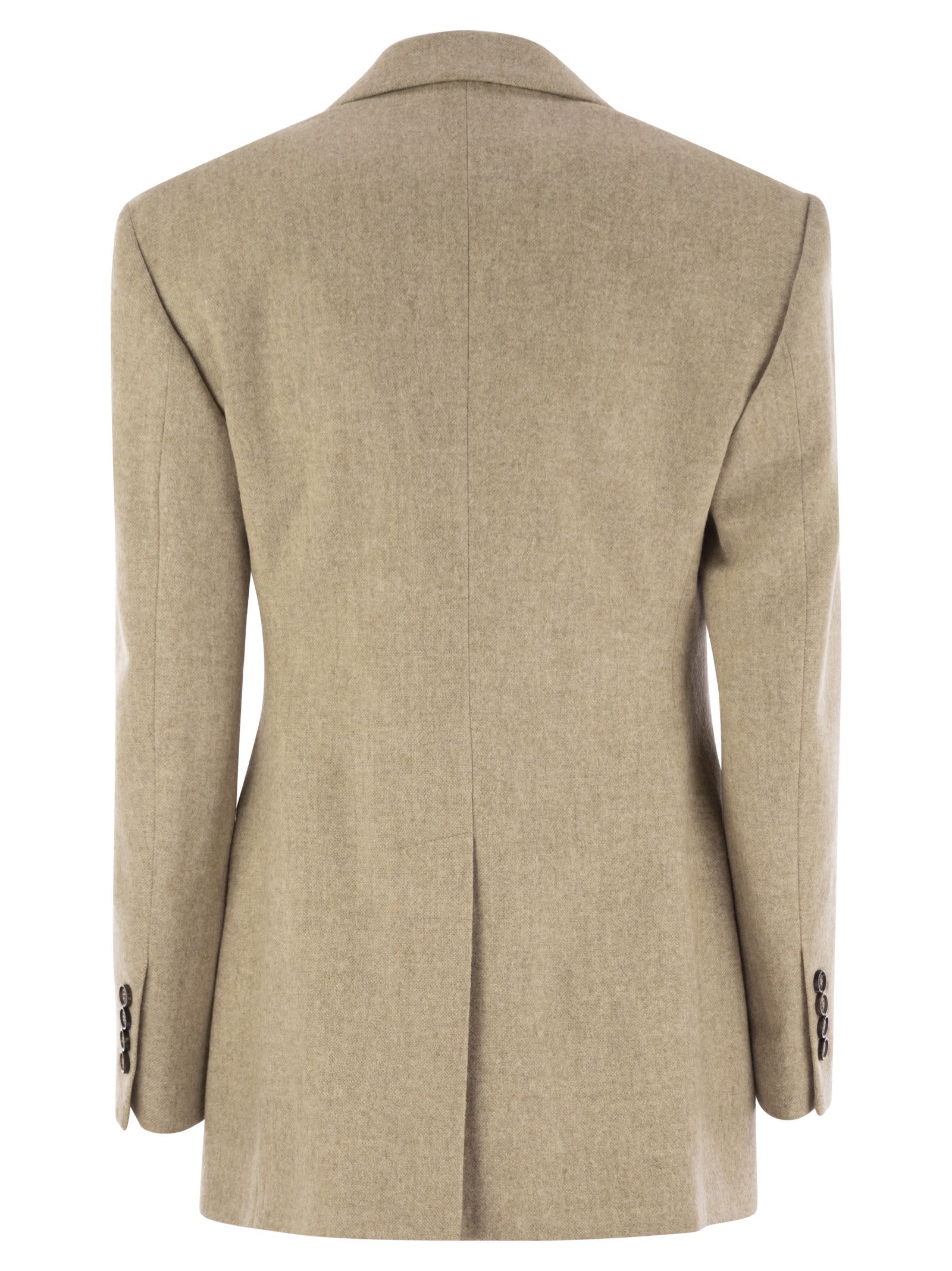 Shop Brunello Cucinelli Alpaca And Wool Jacket With Necklace In Beige