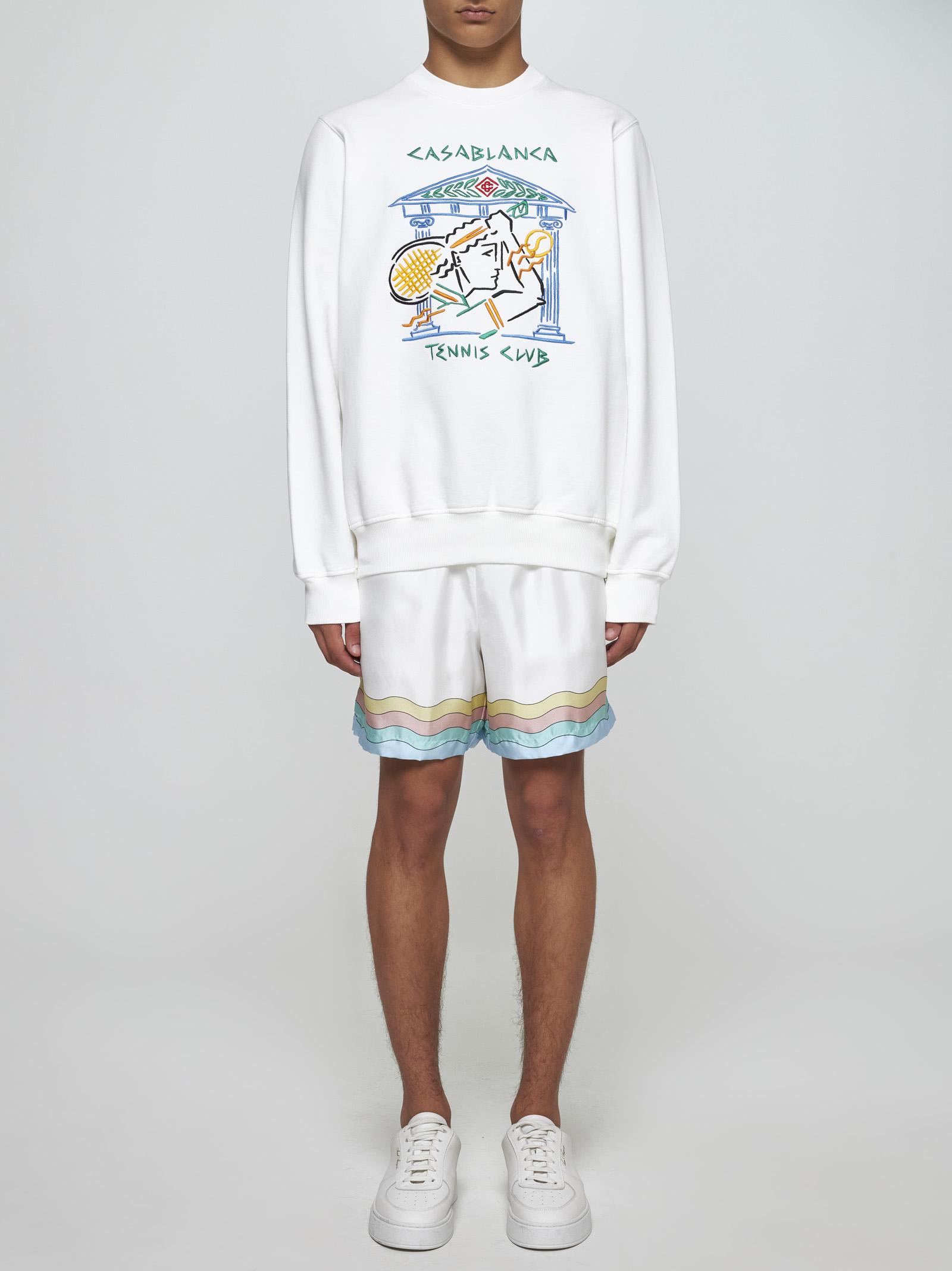 Shop Casablanca Crayon Temple Tennis Club Cotton Sweatshirt In White