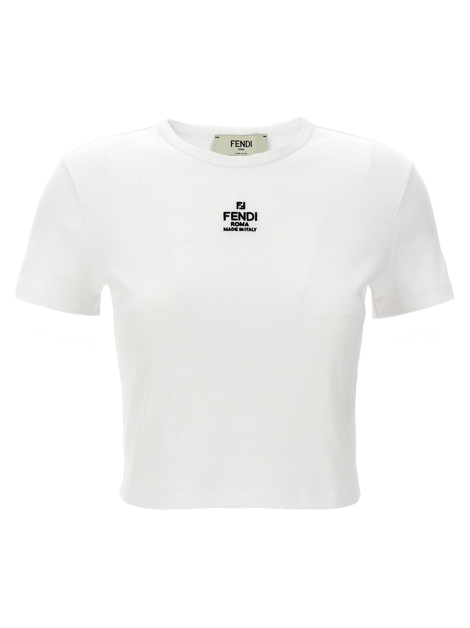 Shop Fendi Cropped T-shirt In White