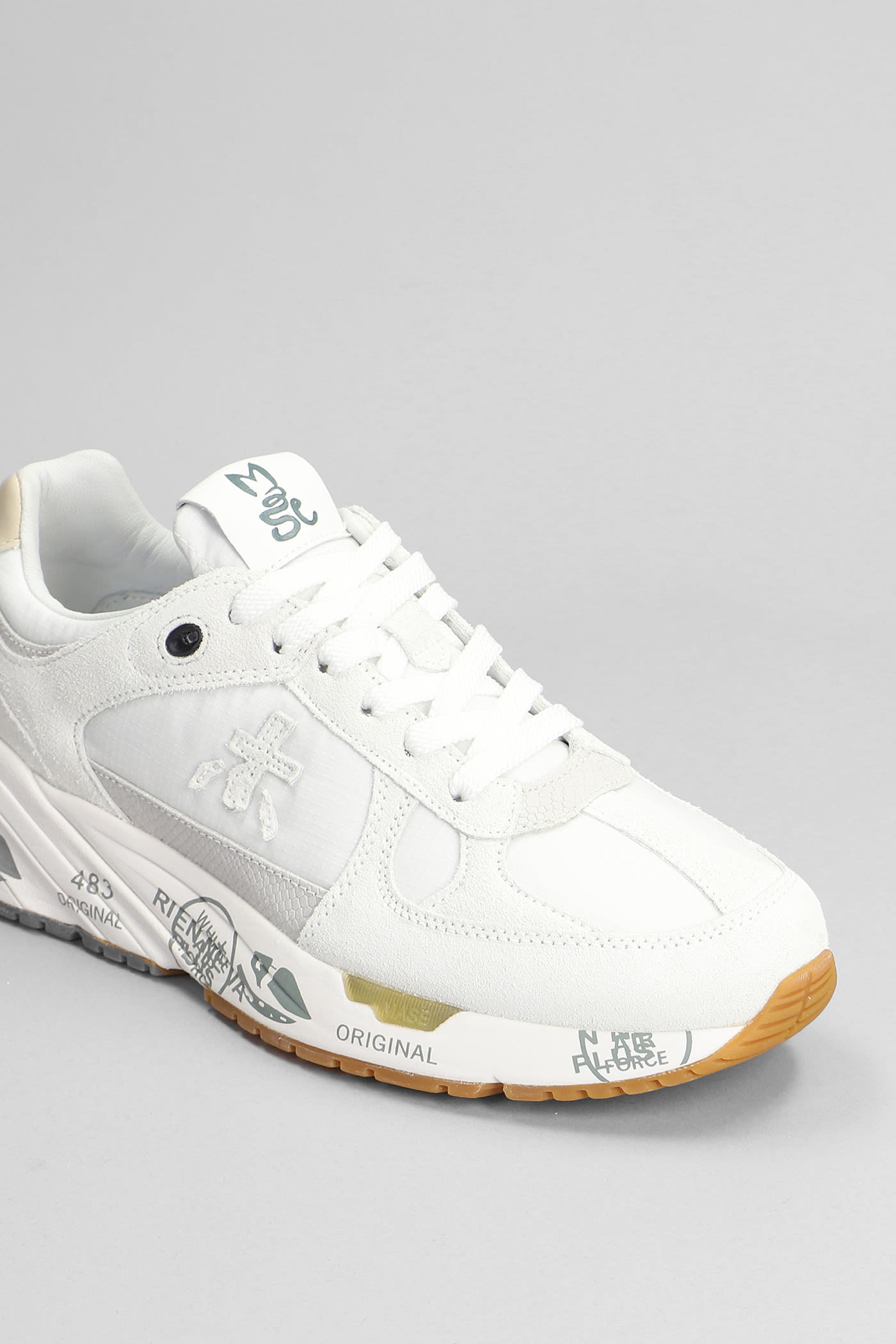 Shop Premiata Mase Sneakers In White Suede And Fabric