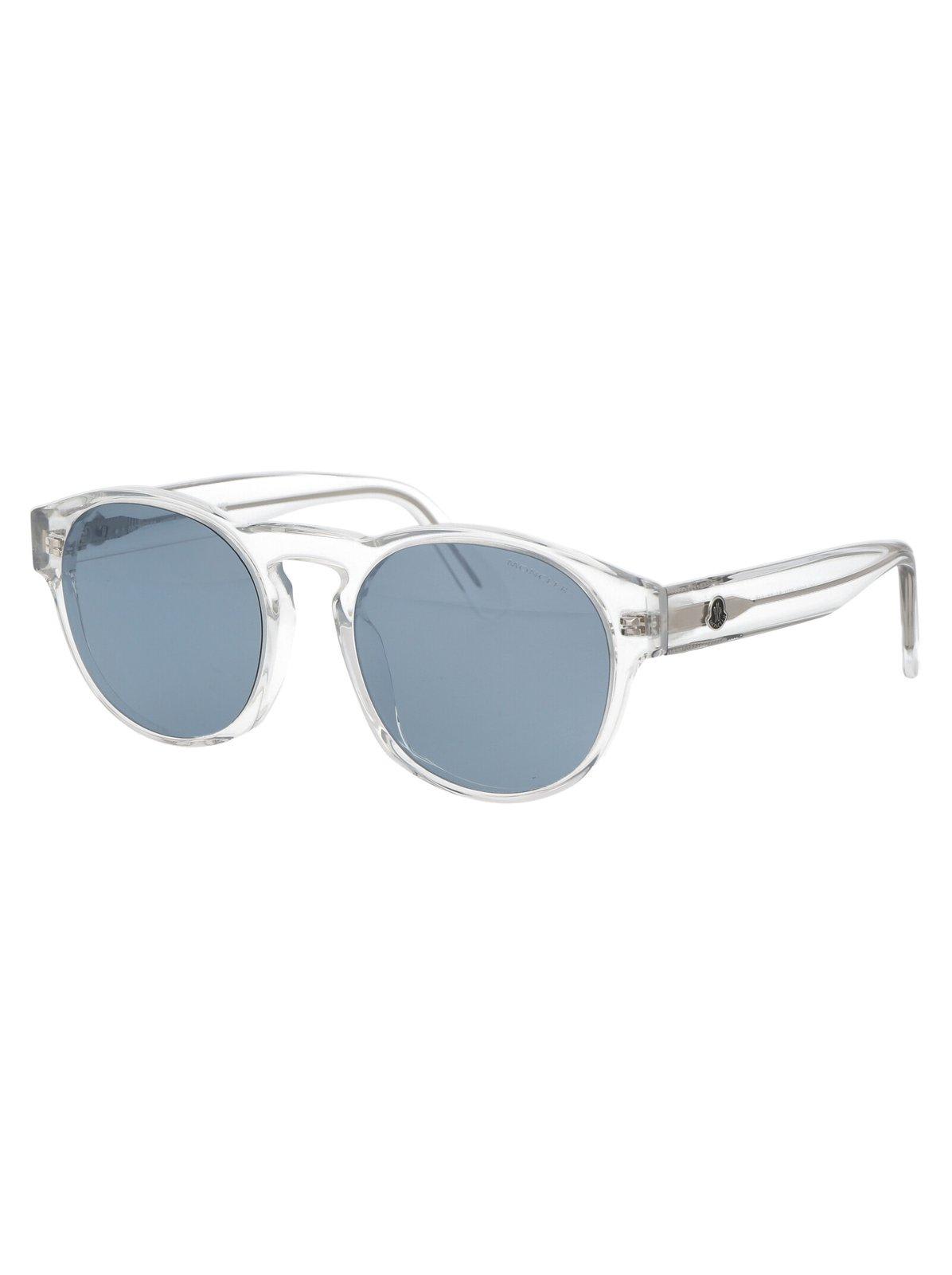 Shop Moncler Round Frame Sunglasses In 26x