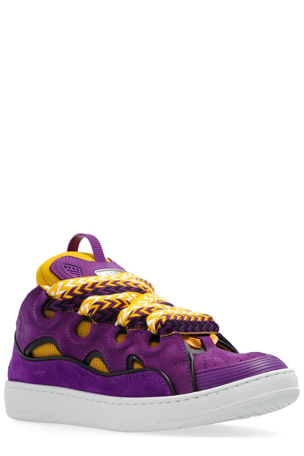 Shop Lanvin Curb Low-top Sneakers In Purple/yellow