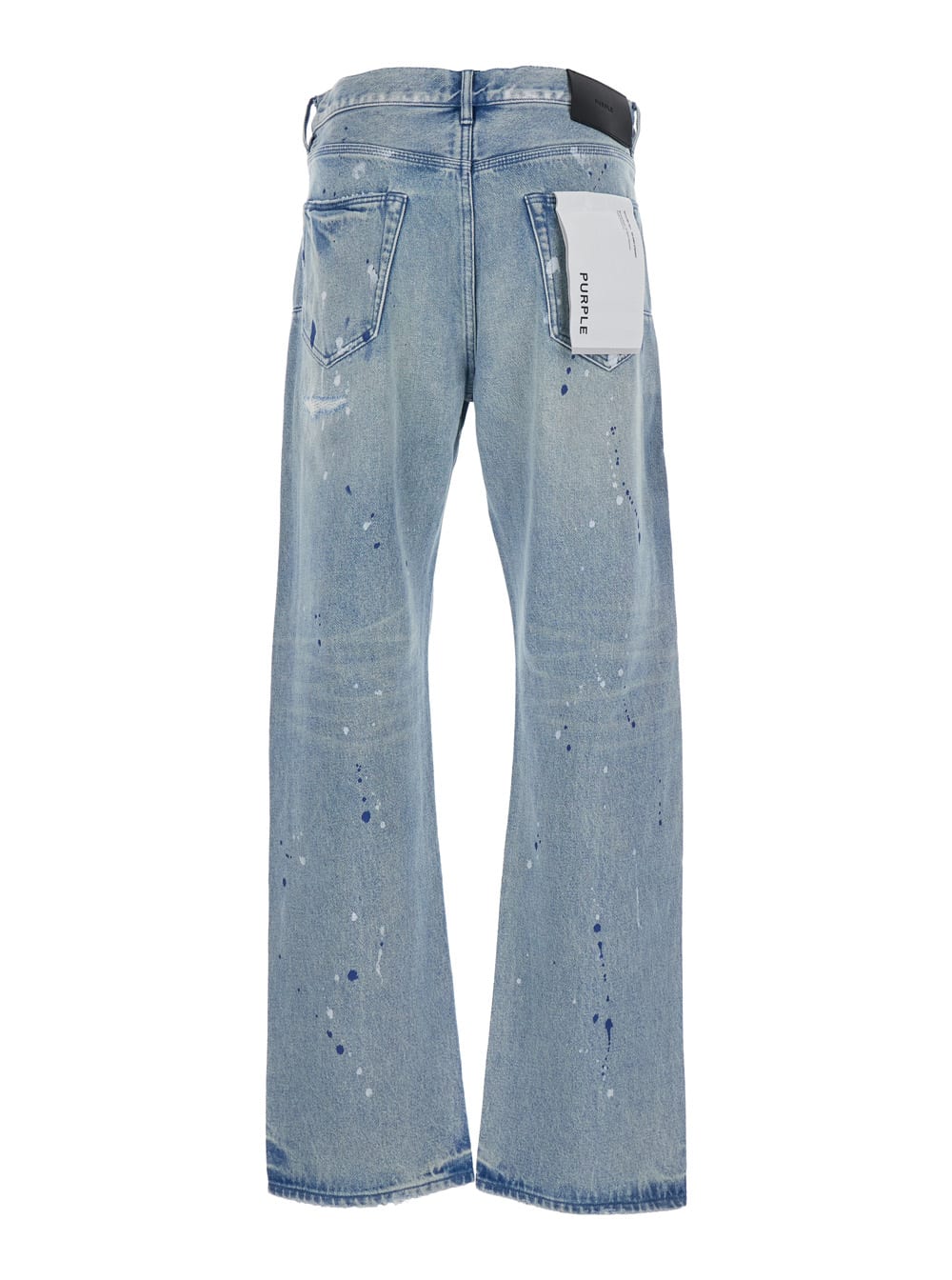 Purple Brand Blue Jeans With Logo Patch On The Rear And All-over Ripped Details In Denim Man