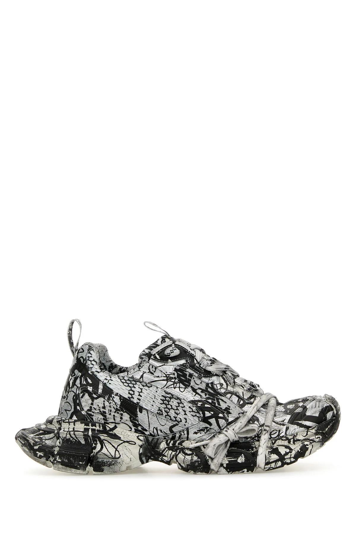 Shop Balenciaga Printed Mesh And Rubber 3xl Sneakers In White Black